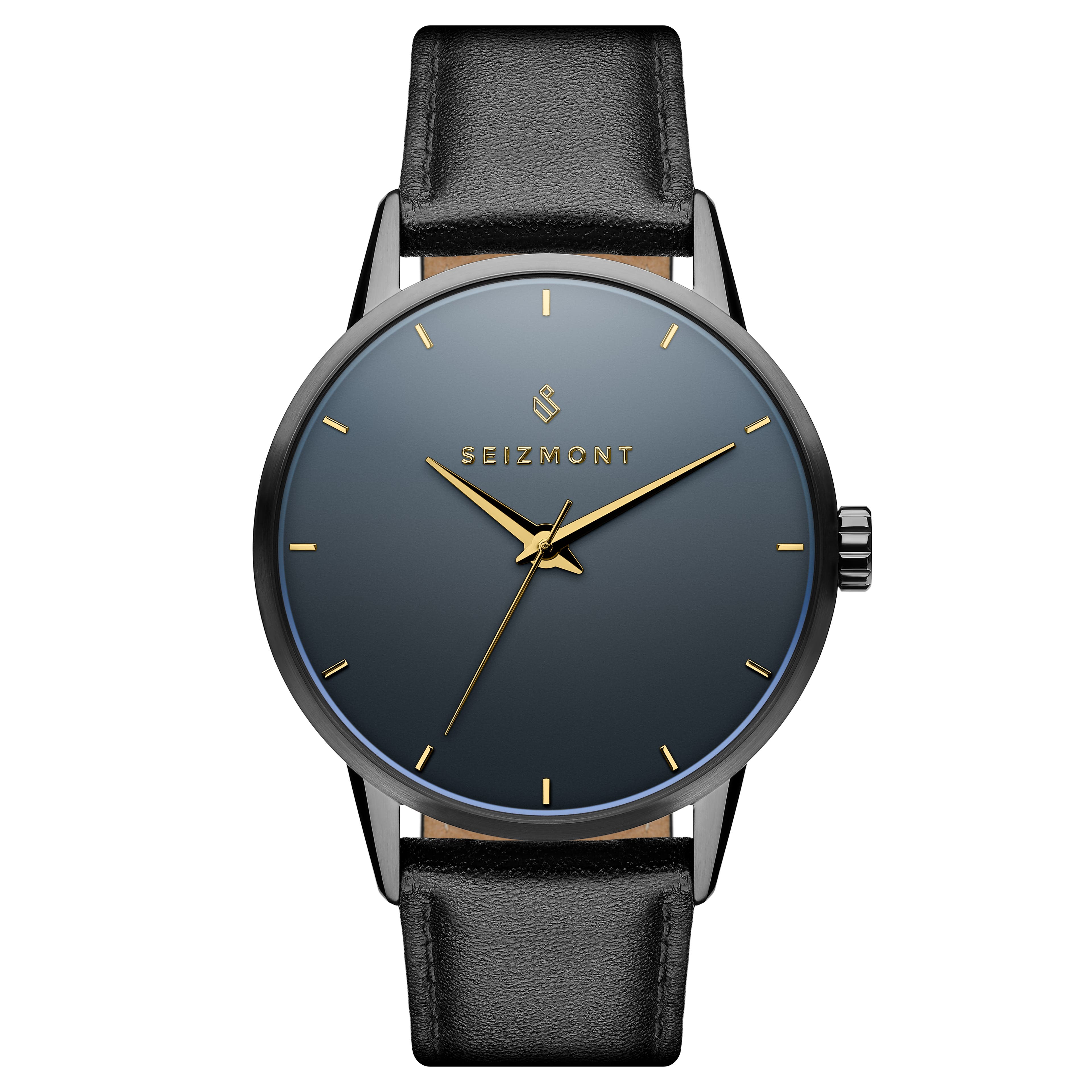 Onknown | Blue Tinted Mirror Glass Leather Watch