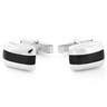 Rectangular 925s Silver & Black Agate Stone Stripe Cufflinks