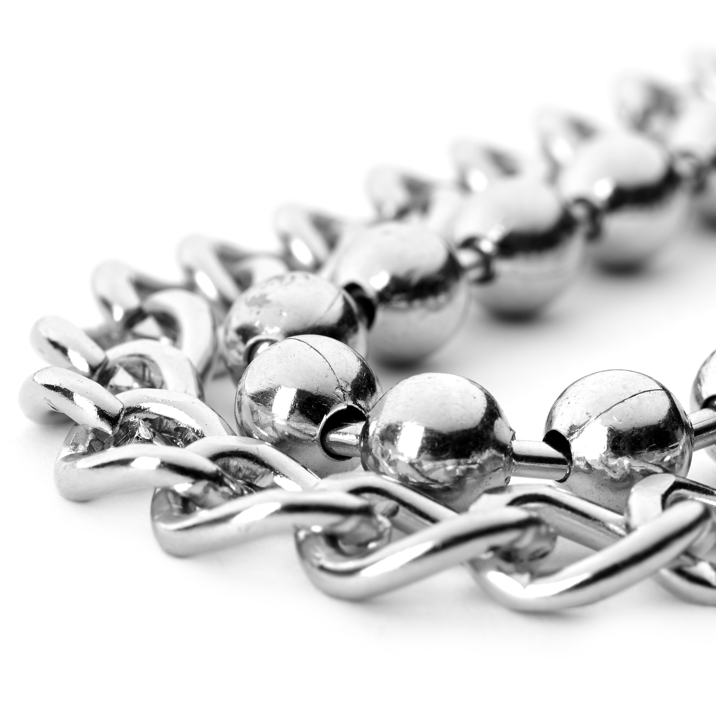 Chaîne de portefeuille maillons et perles argentés - 4