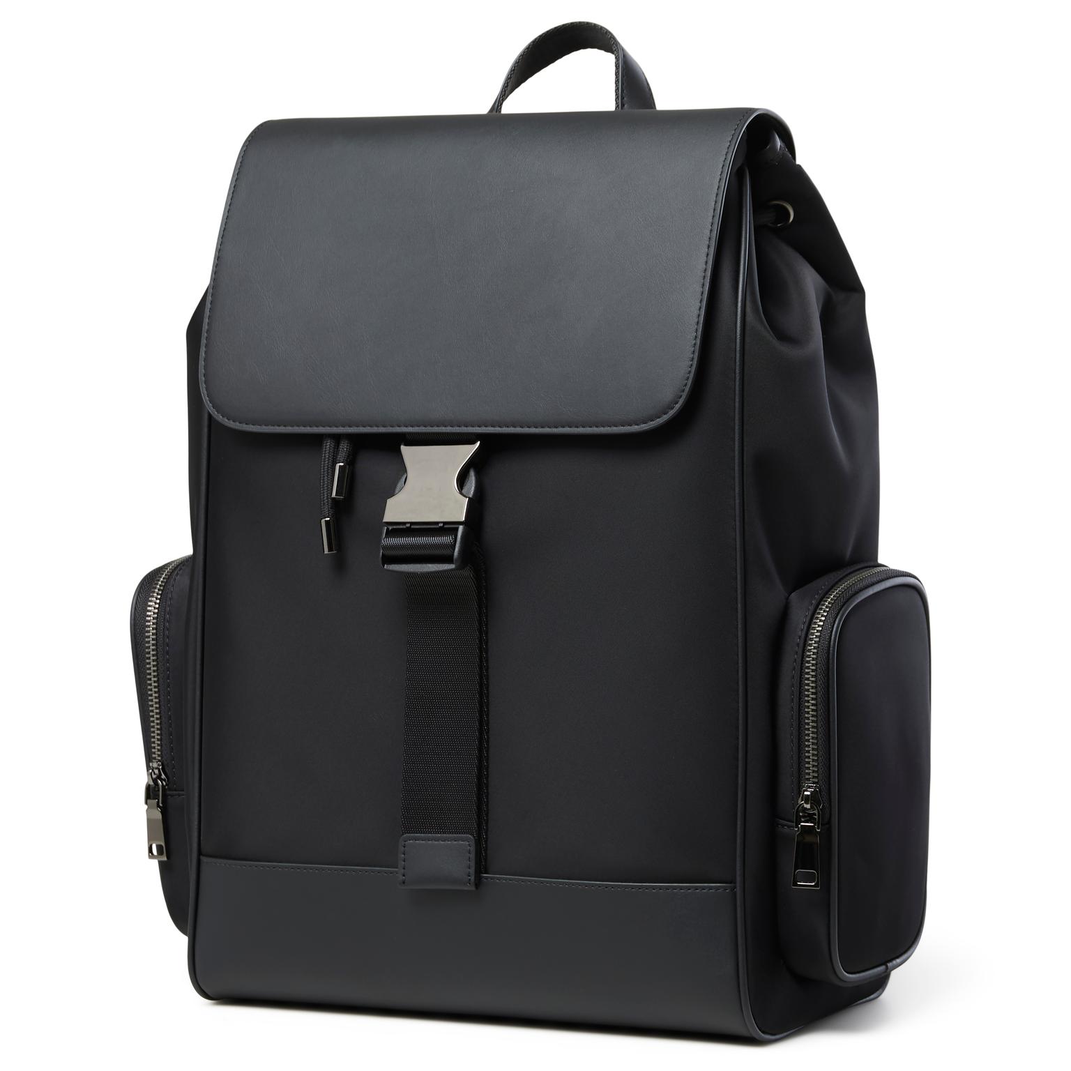 Fibron | Black Microfiber Backpack - Single Buckle Fibron | Black Microfiber Backpack - Single Buckle