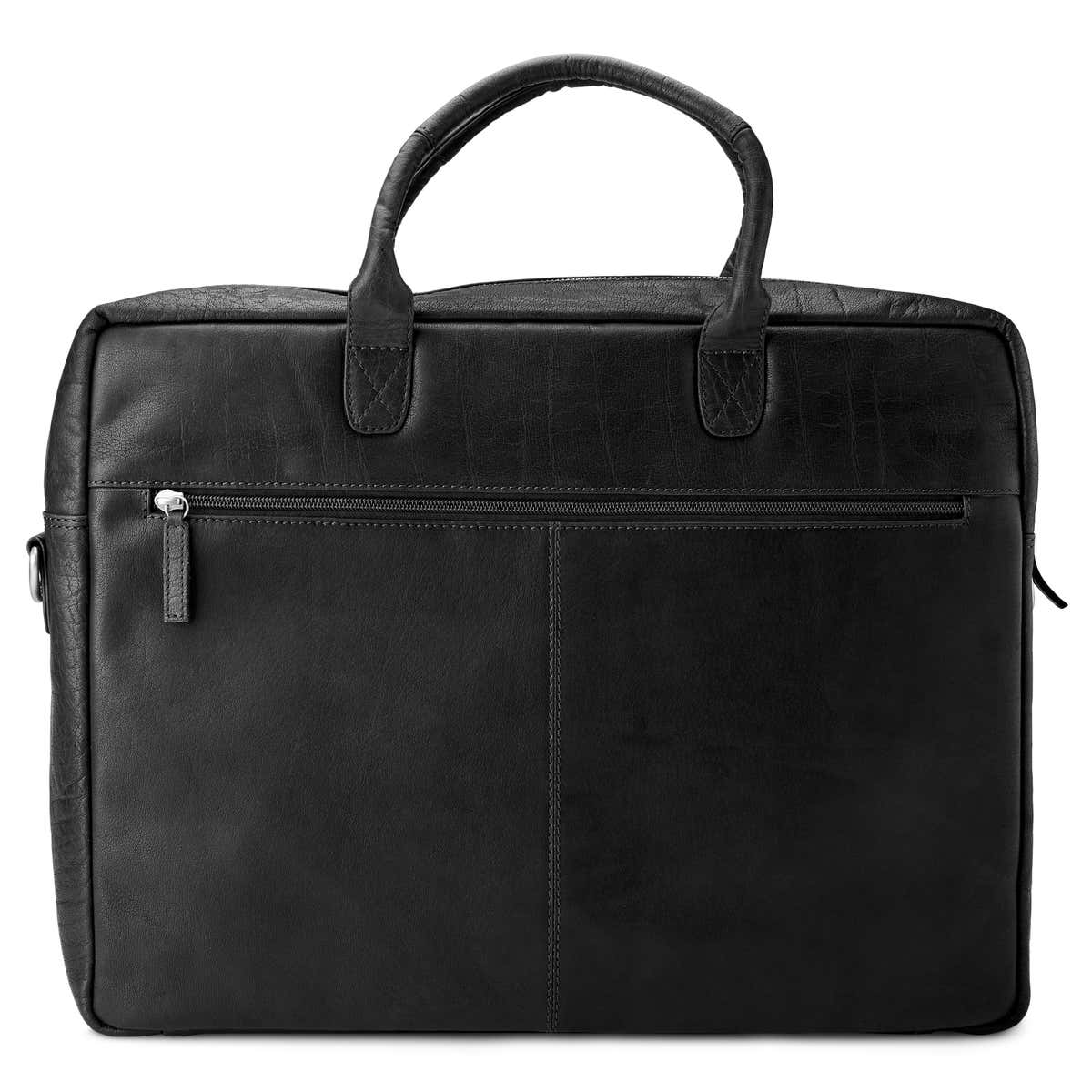 Montreal Classic Black Leather Laptop Bag In stock! Lucleon