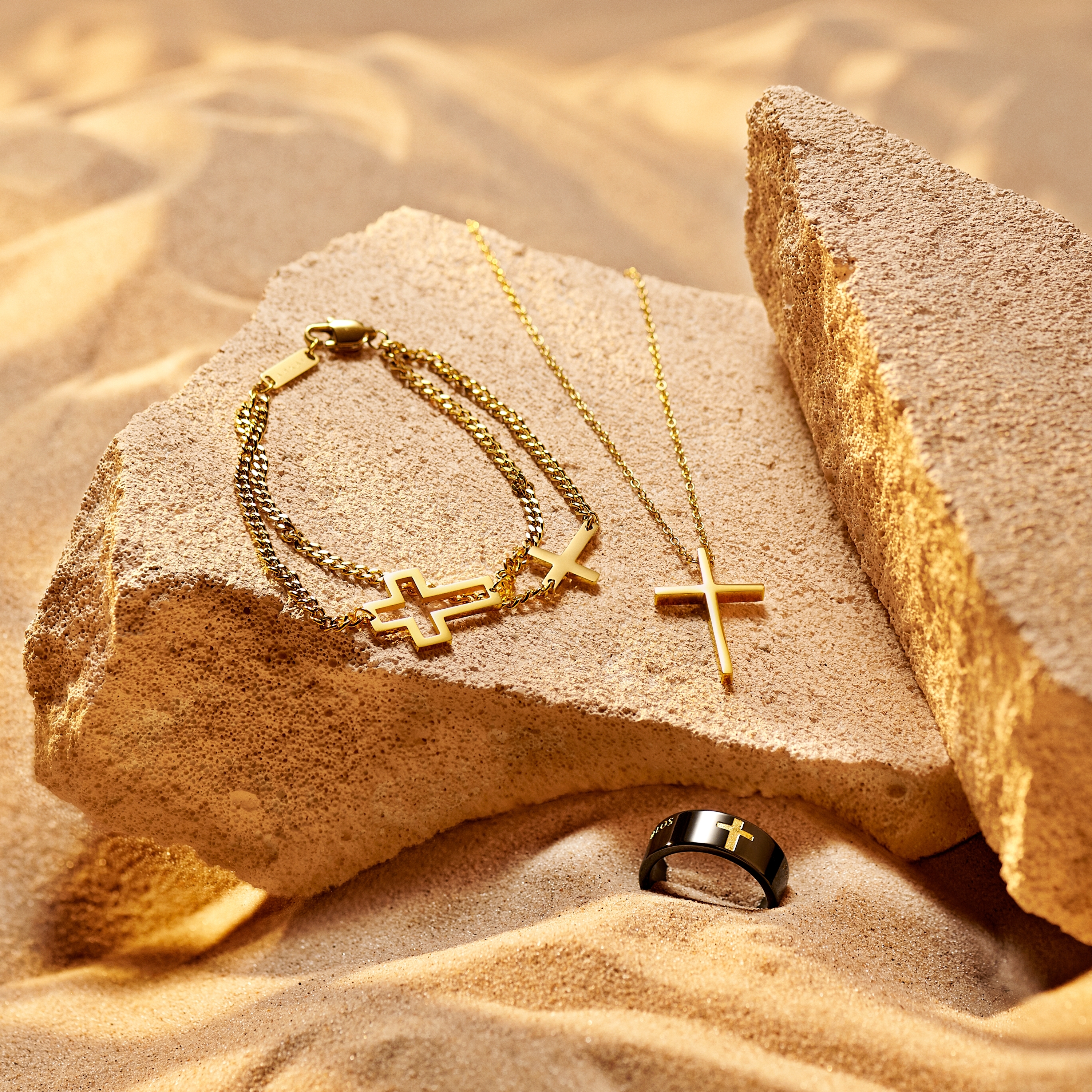 Unity | Kullanvärinen kaksiketjuinen ristirannekoru - 3