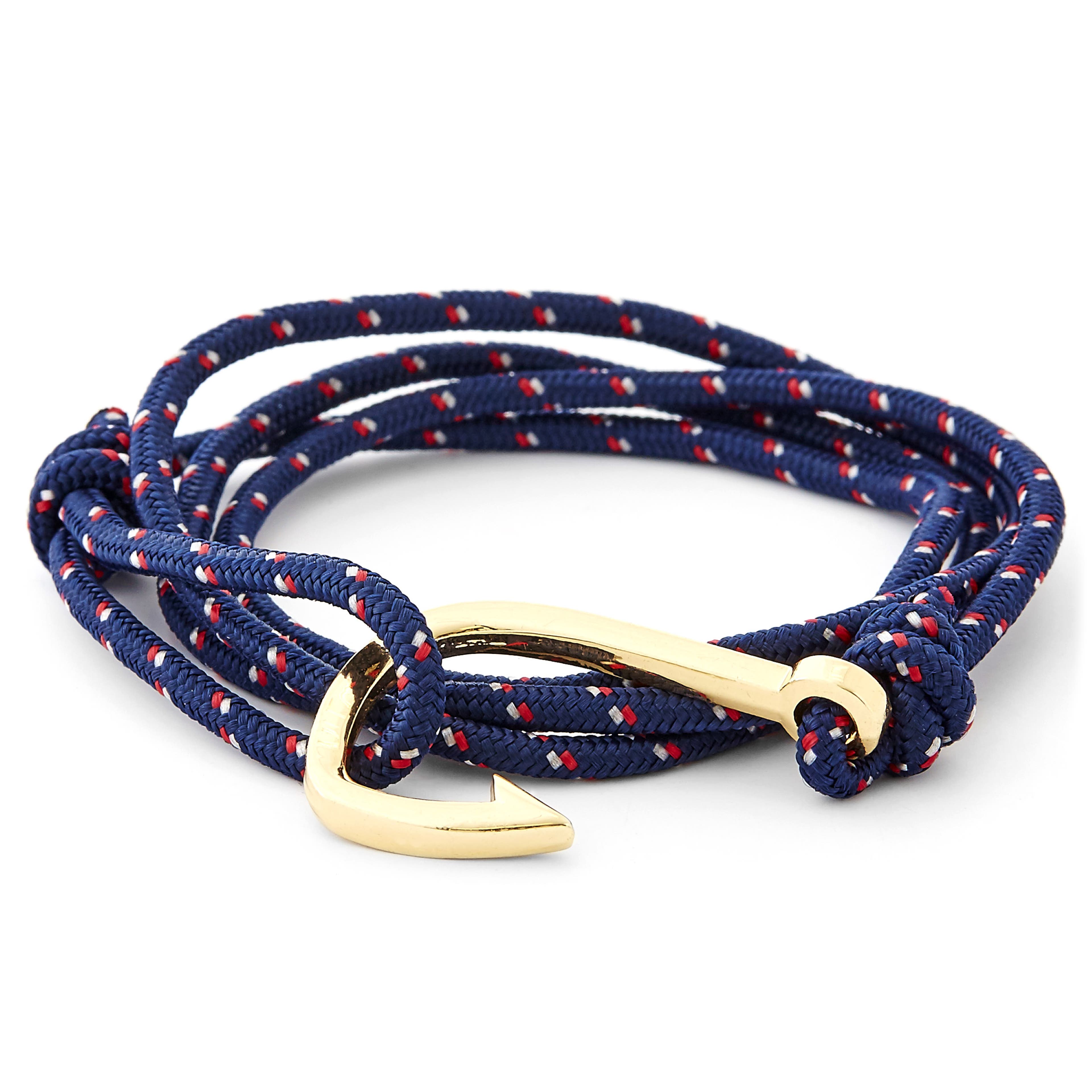 Navy Blue & Gold-Tone Fish Hook Bracelet