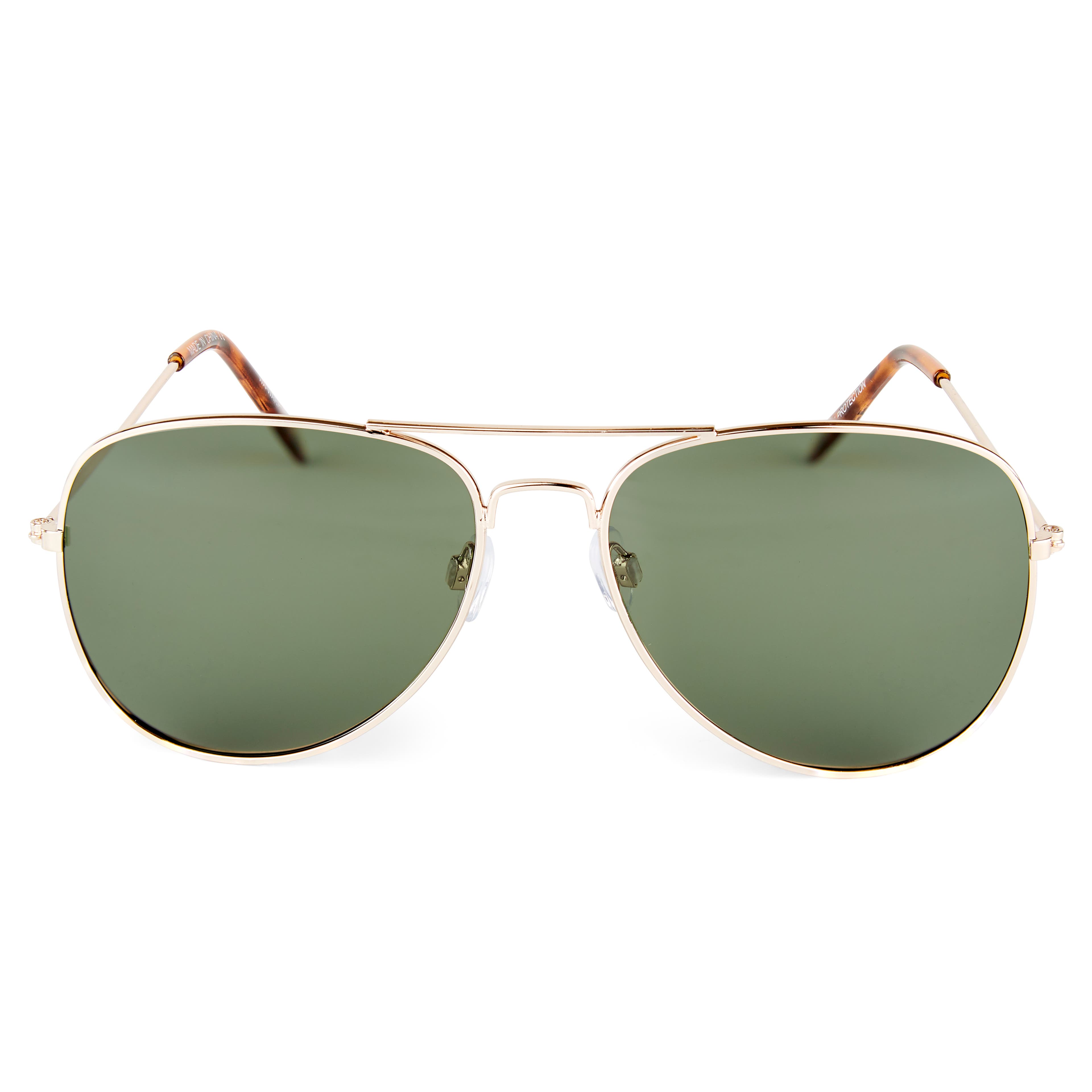 Vista | Gold-Tone & Olive Green Aviator Sunglasses