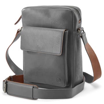 Lincoln | Light gray & Tan Leather Crossbody Bag