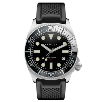 Alon | Potápačské hodinky s GMT z nehrdzavejúcej ocele v čiernej farbe 