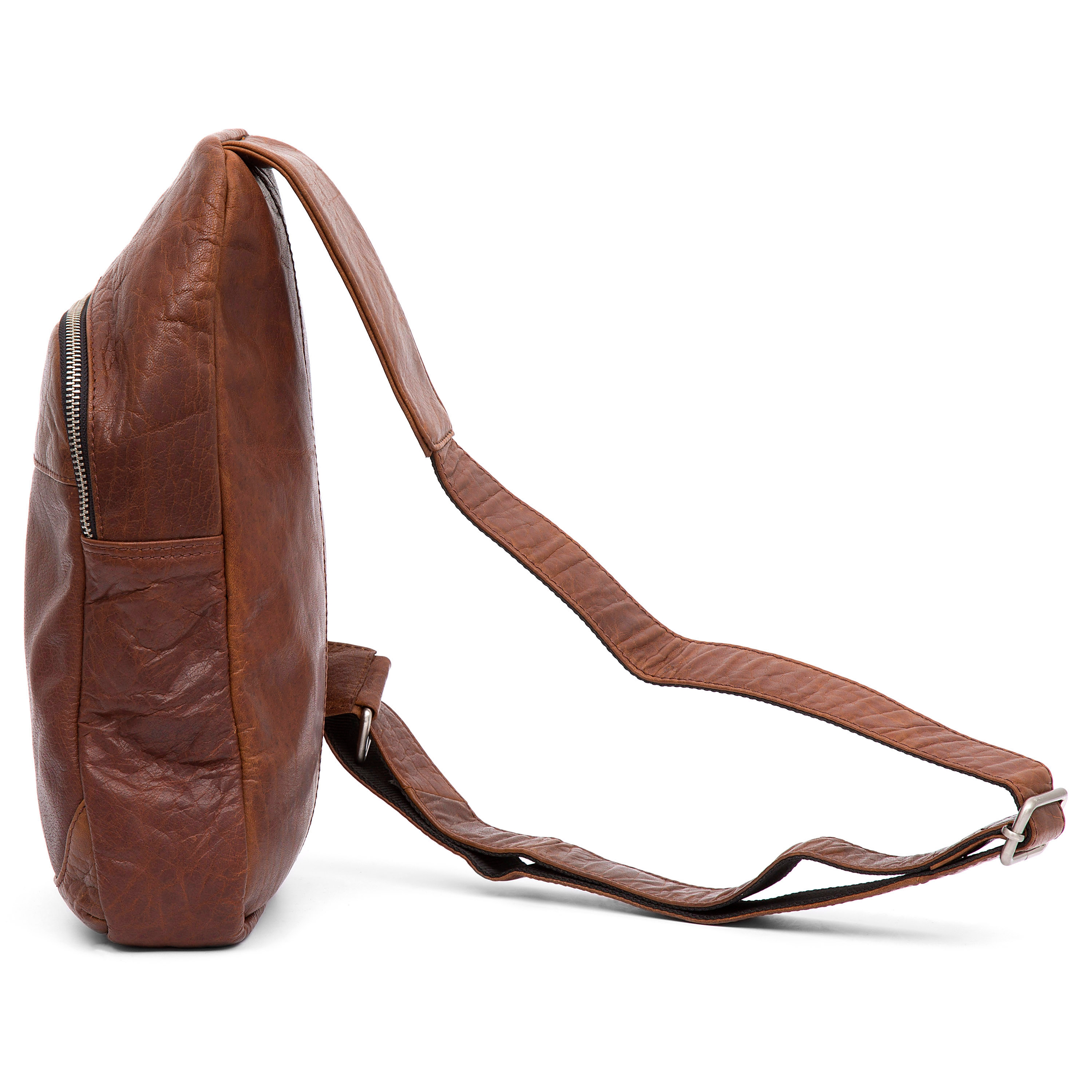 Minimochila cruzada de cuero canela Montreal - 3