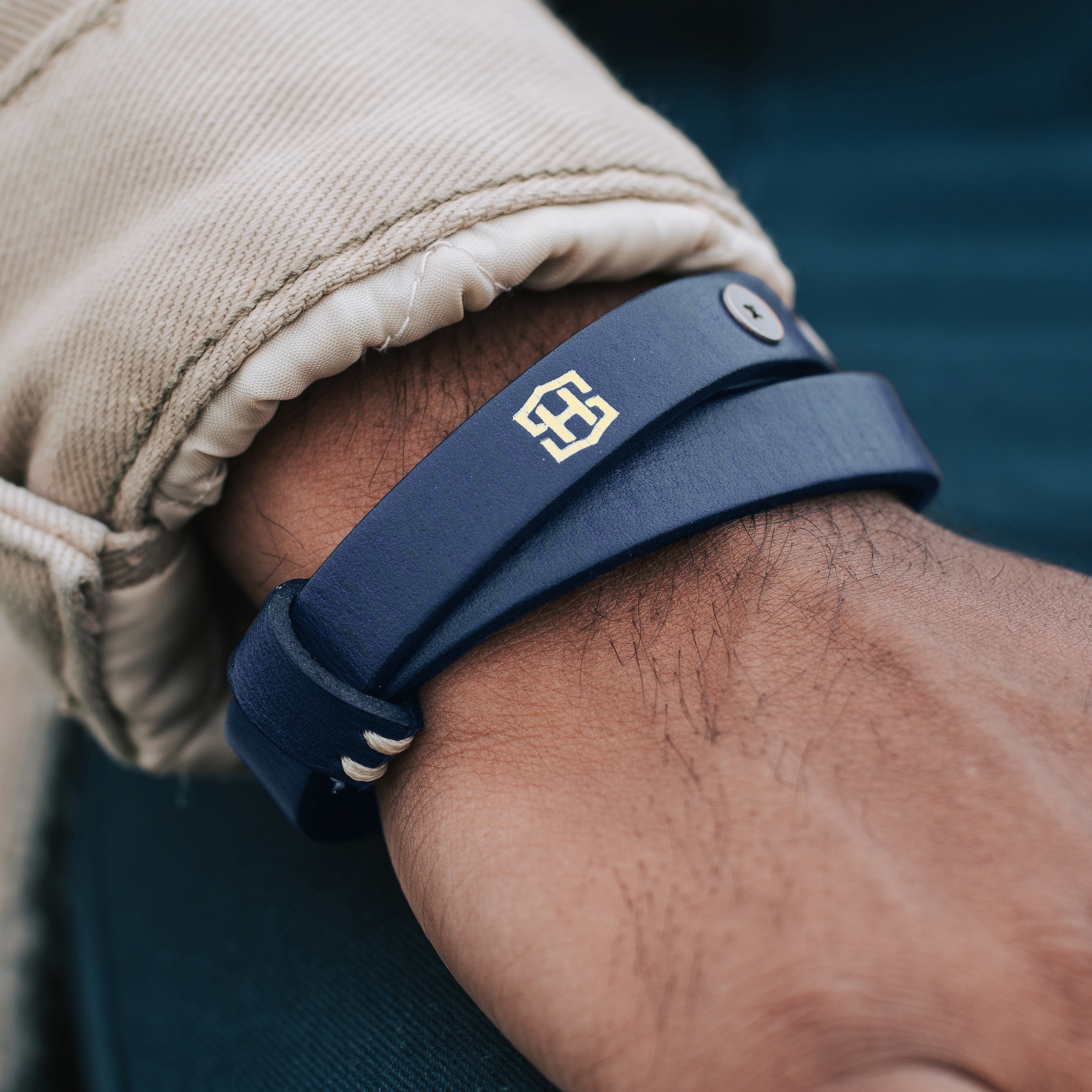 Jackson kék színű bőr karkötő - 5