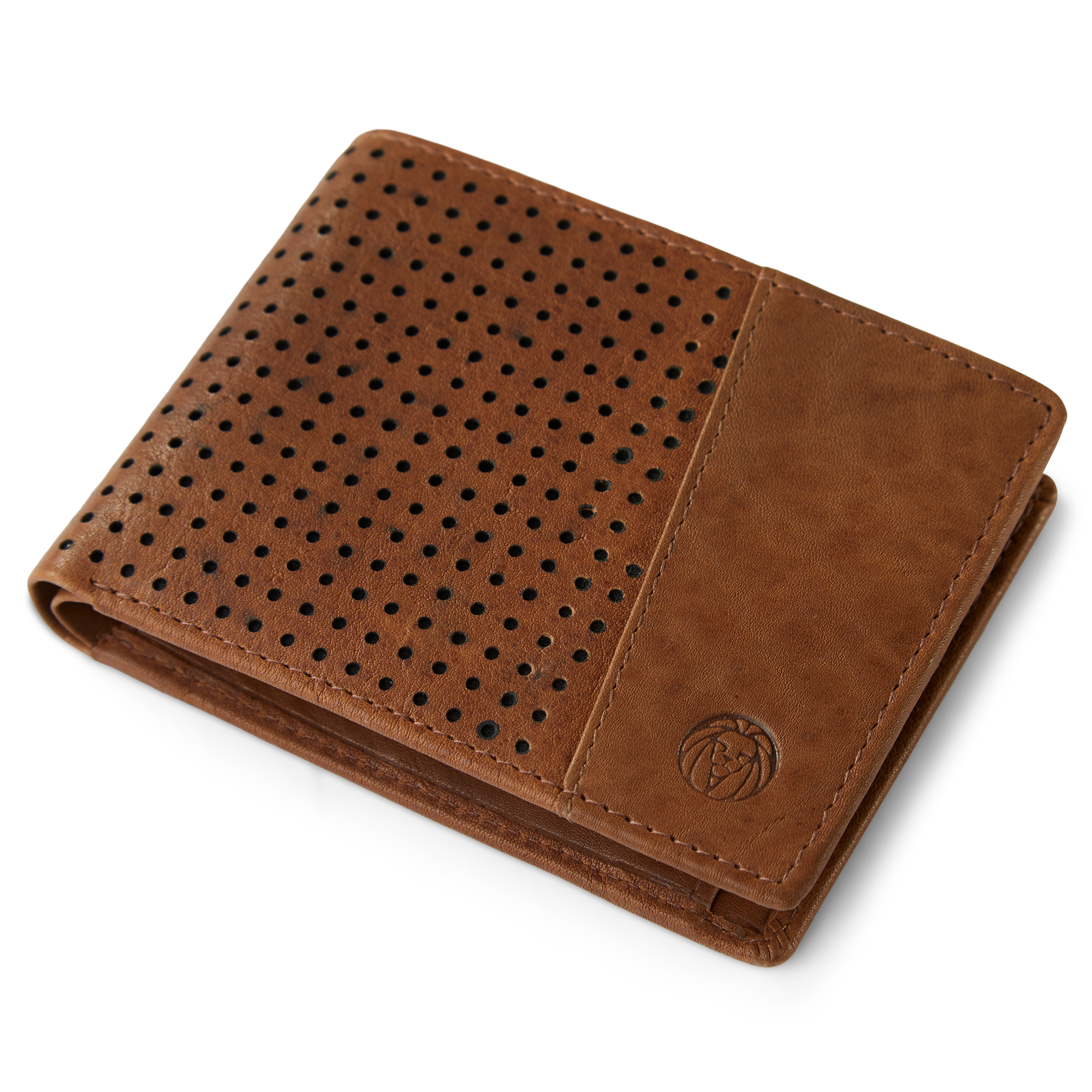 Perforated Tan Cambodia Leather RFID Wallet - 6