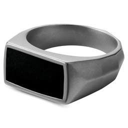 Jax Black & Stainless Steel Signet Ring