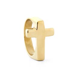 4 mm Gold-Tone Cross Ring