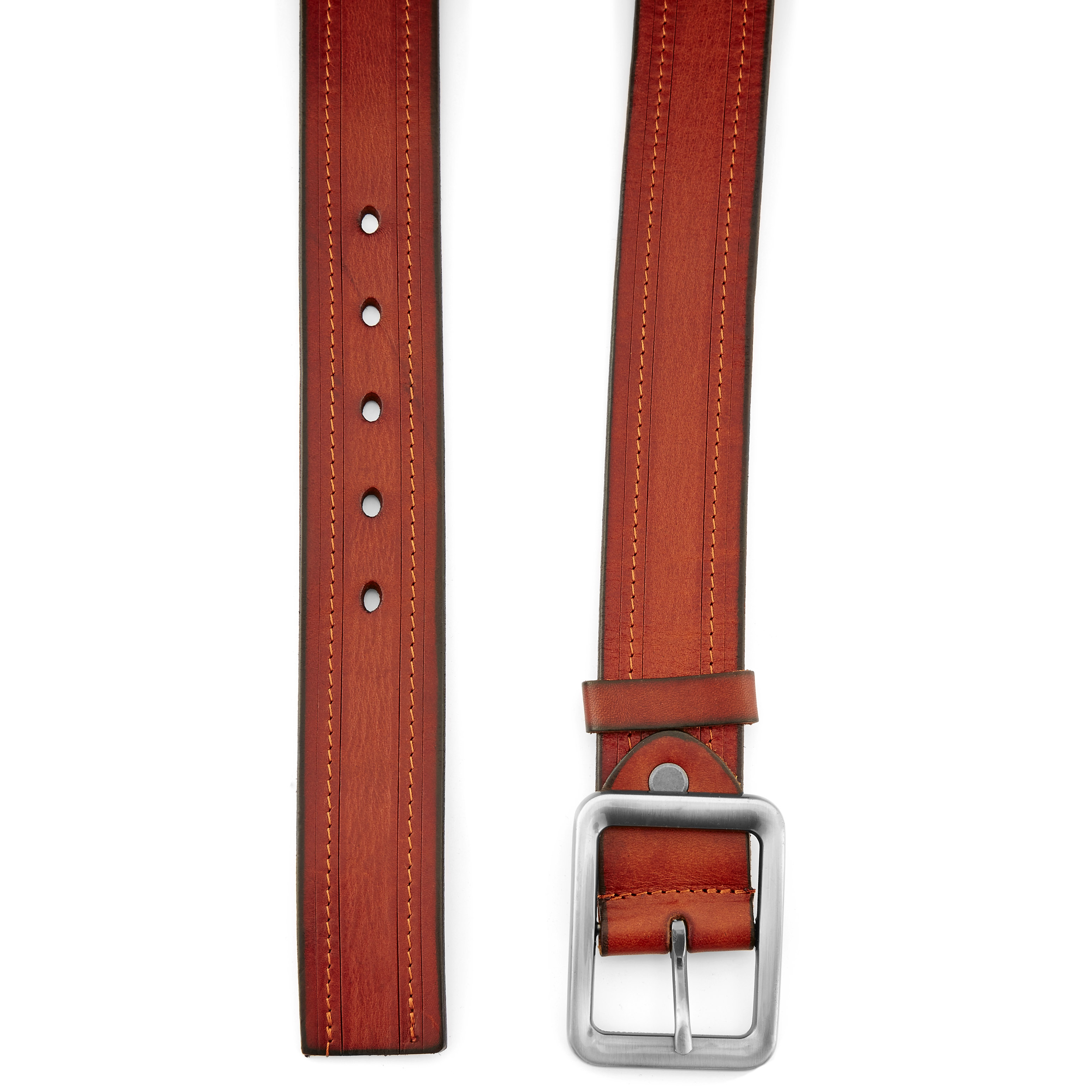 Elegante cintura casual in pelle marrone - 2