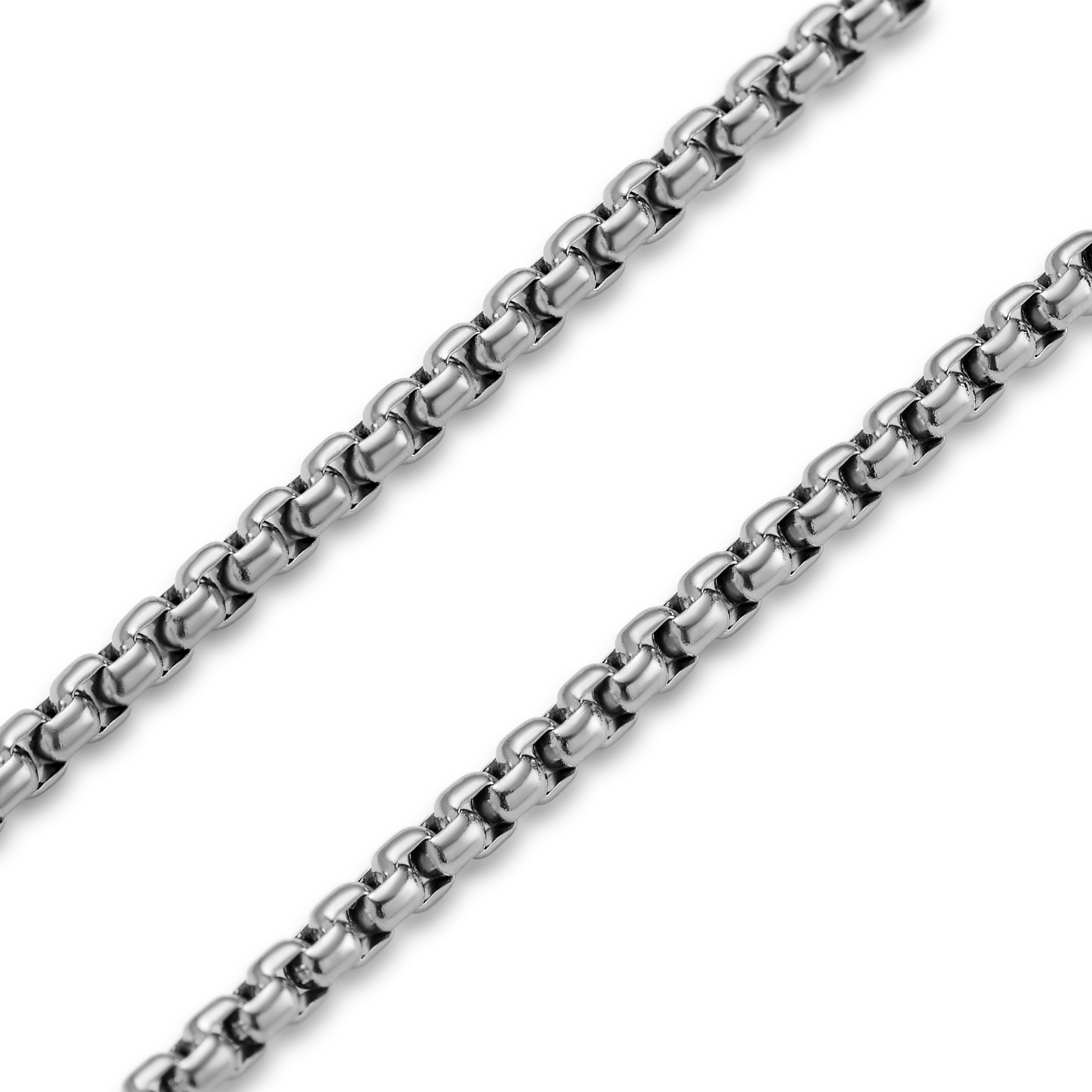 Essentials | 1/16" (2 mm) Silver-Tone Curved Box Chain Bracelet - 4