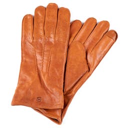 Svetlohnedé perforované kožené rukavice