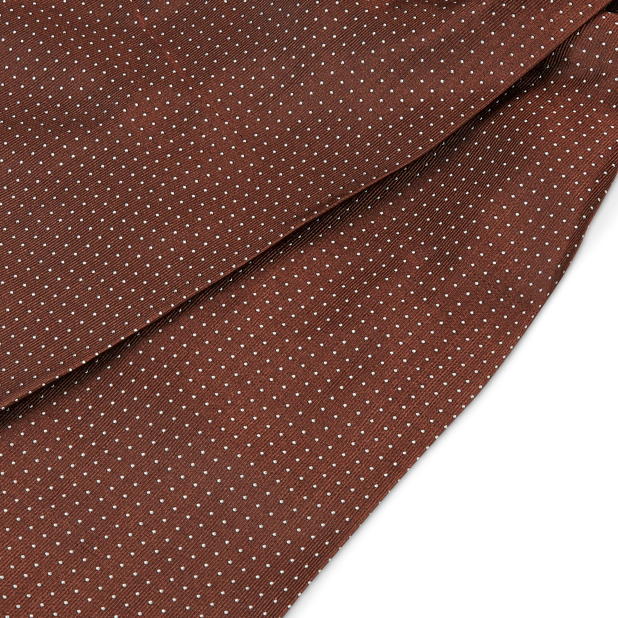 Braune Gepunktete Seiden Ascotkrawatte - 2