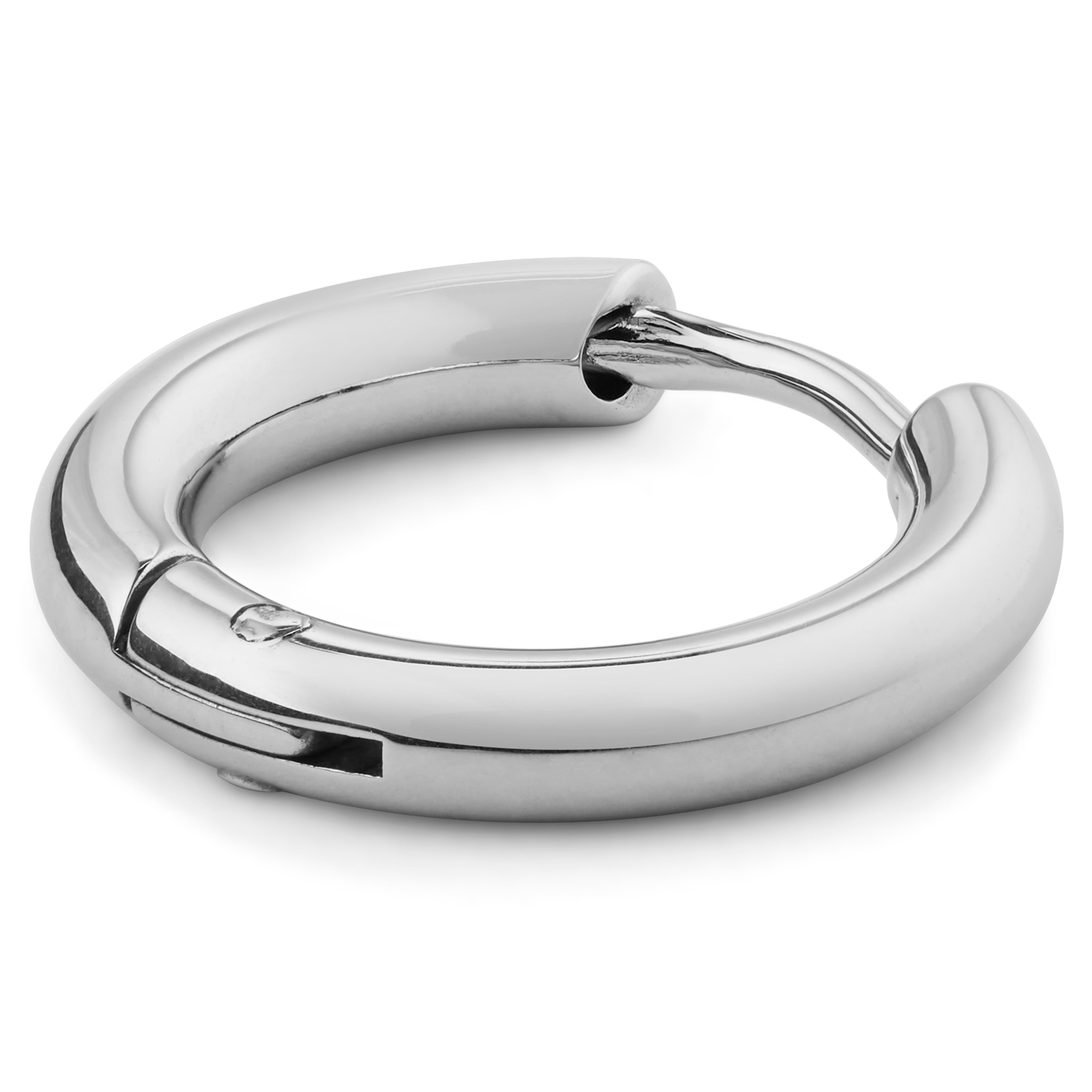 Silver-Tone Stainless Steel Hoop Earring