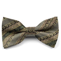 Khaki Green & Olive Green Patterned Pre-Tied Bow Tie