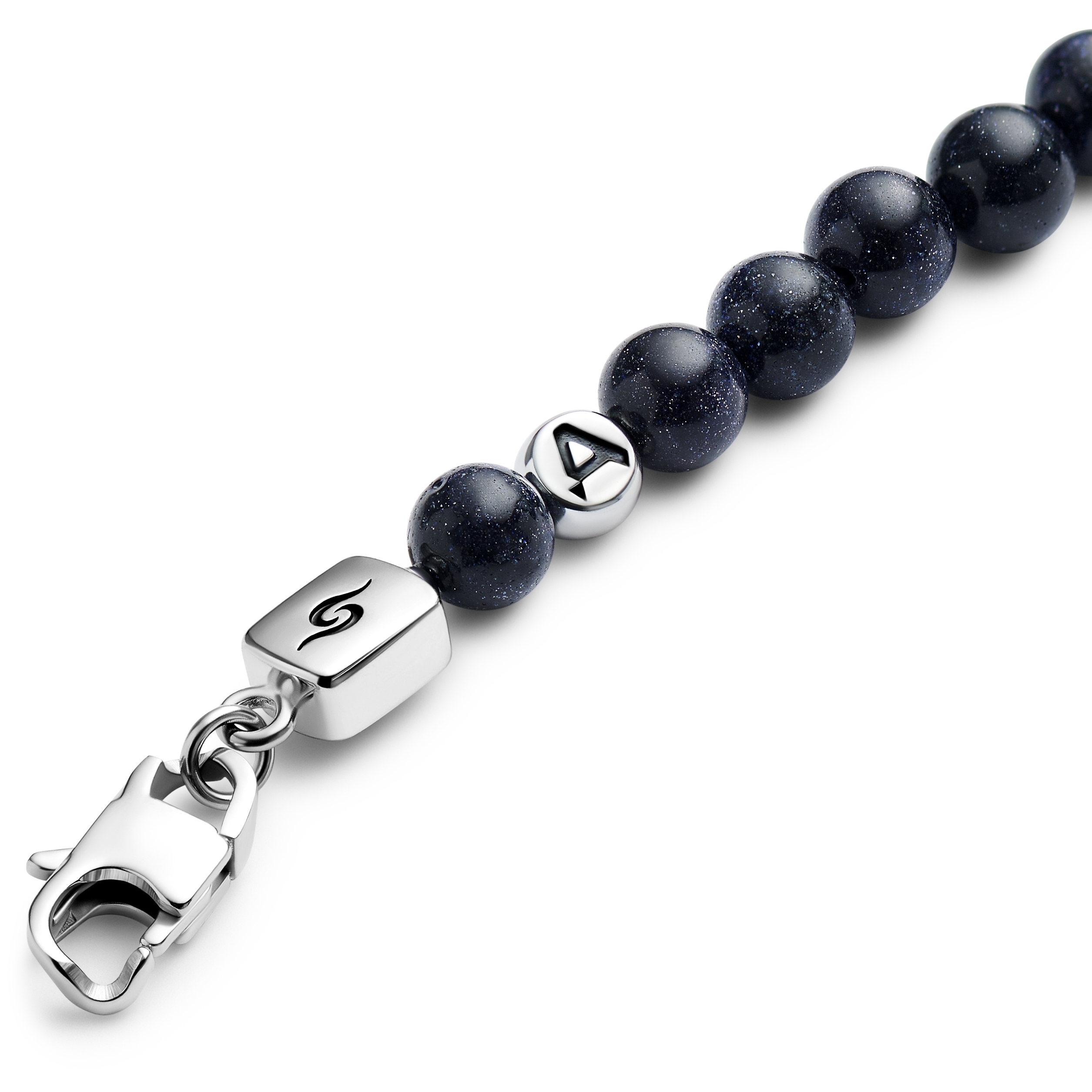 Rico | Totenkopf-Armband aus blauem Sandstein und silberfarbenem Edelstahl - 3