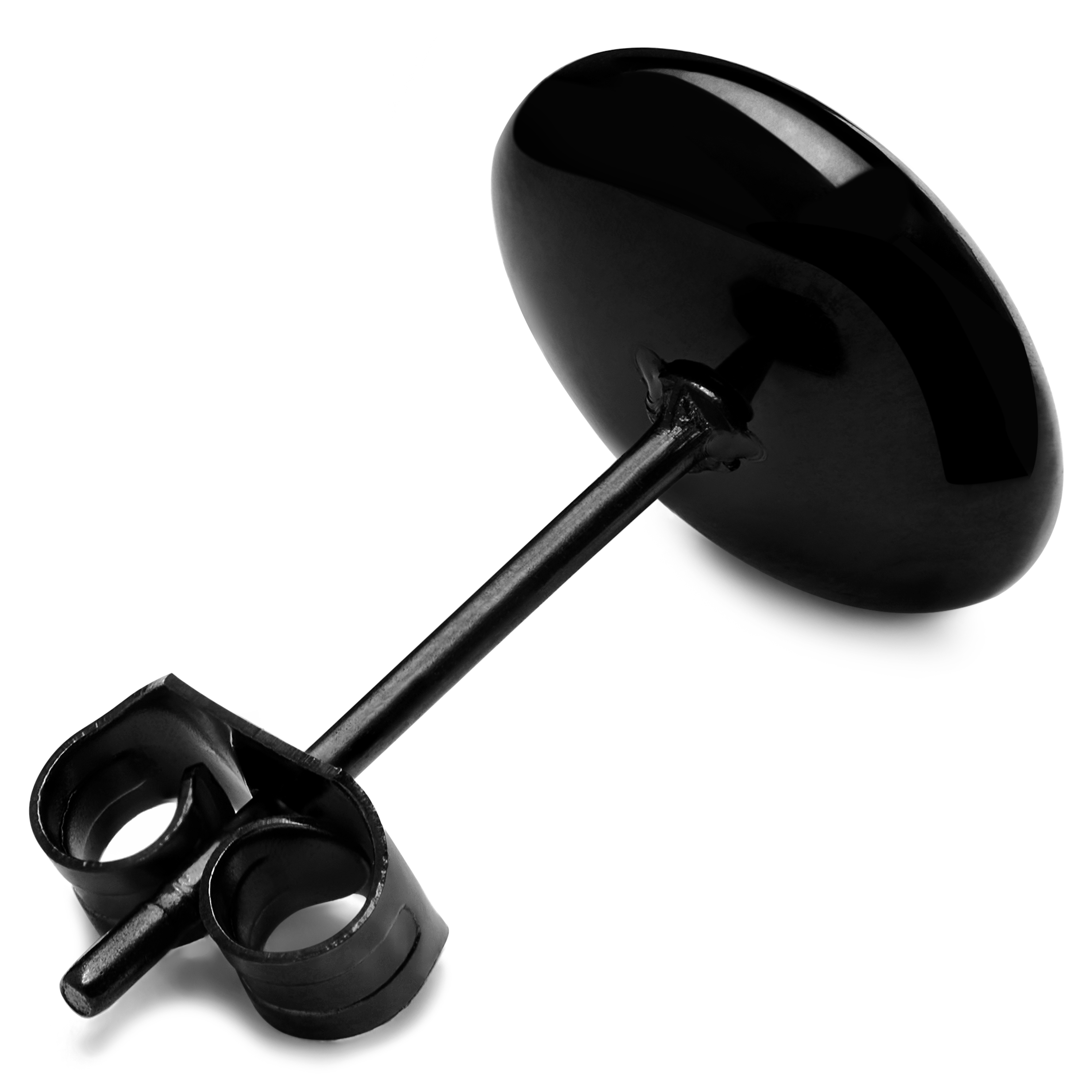 Μαύρο Ατσάλινο Σκουλαρίκι Button Stud 8mm - 2