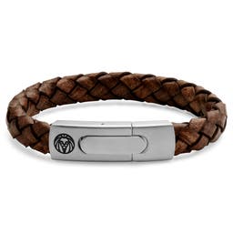 Bolo | Brown Braided Leather & Stainless Steel Bracelet