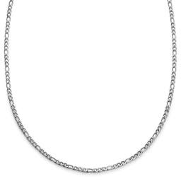 Argentia | 925s | 1/5" (4 mm) Rhodium-Plated Sterling Silver Figaro Chain Necklace