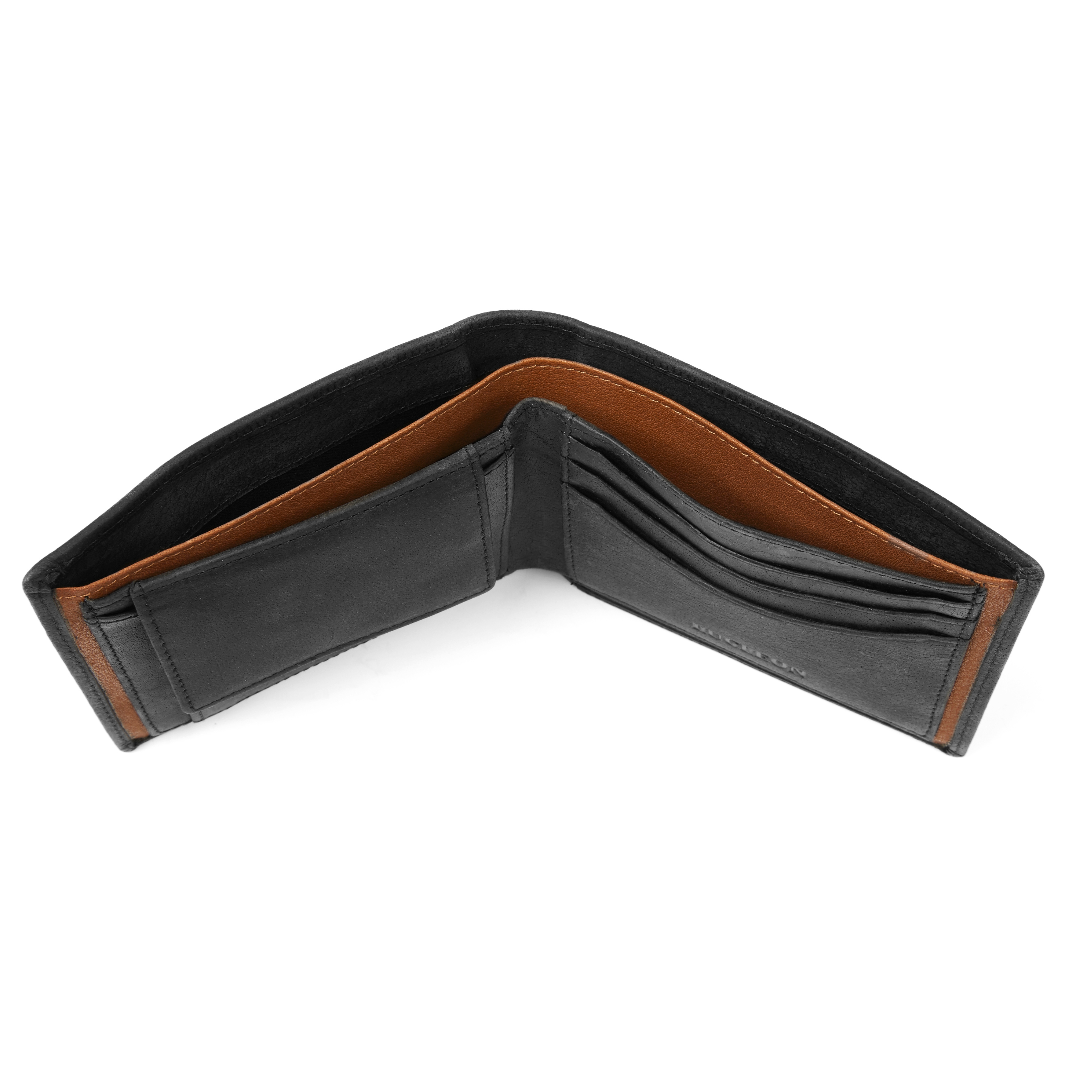 Oxford Klassisk Svart og Lysebrun Skinnlommebok - 5