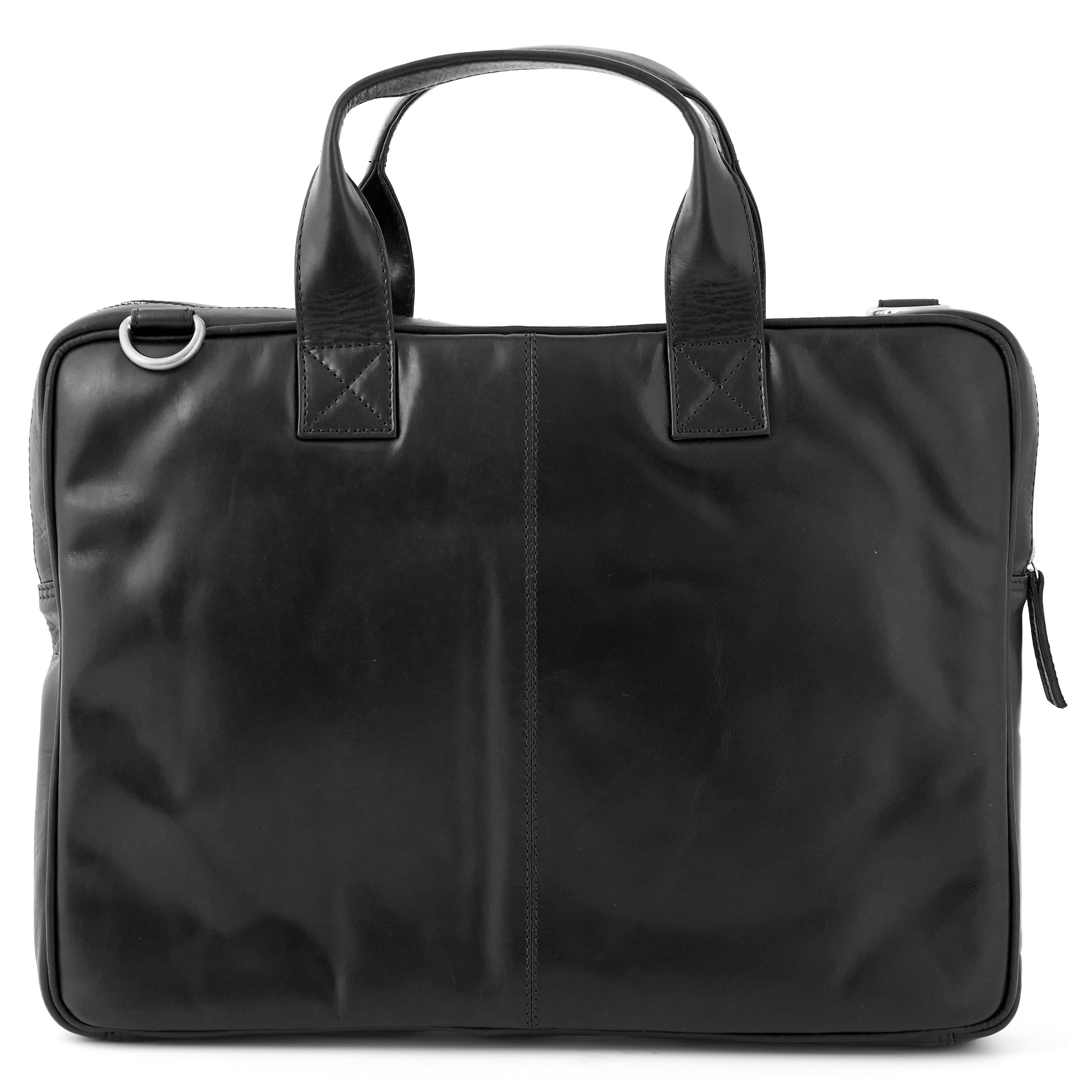 Zwarte Dunne Jasper Laptoptas met Rits - 5