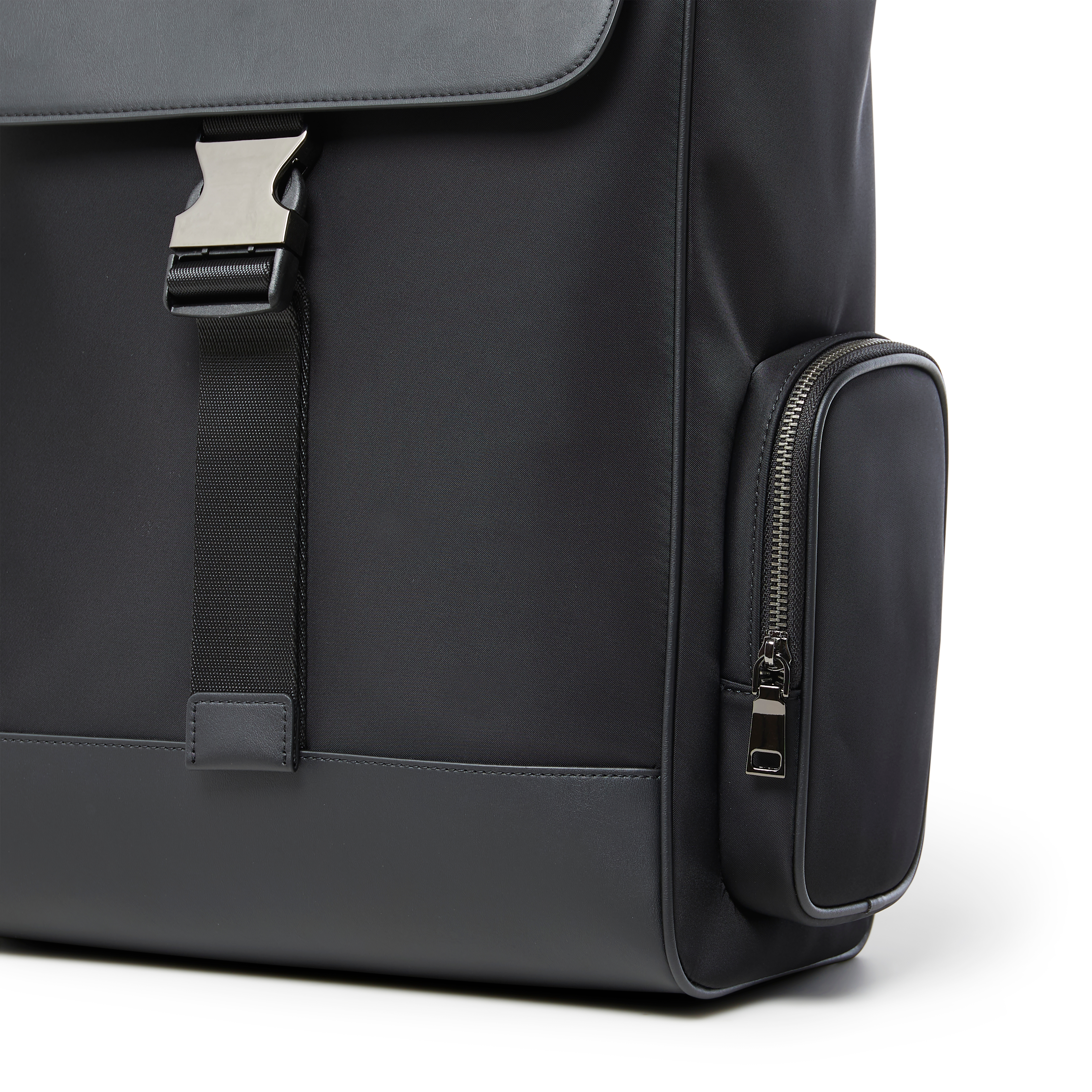 Fibron | Black Microfiber Backpack - Single Buckle - 4