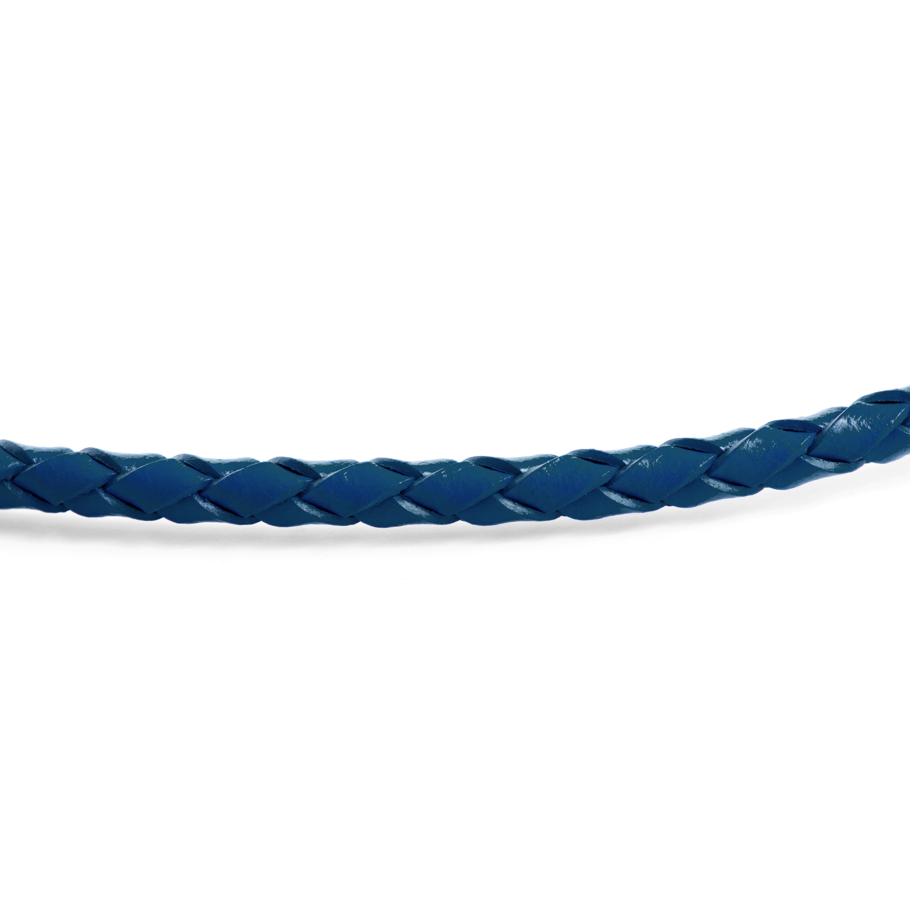 3mm Blå Vævet Læderhalskæde - 2