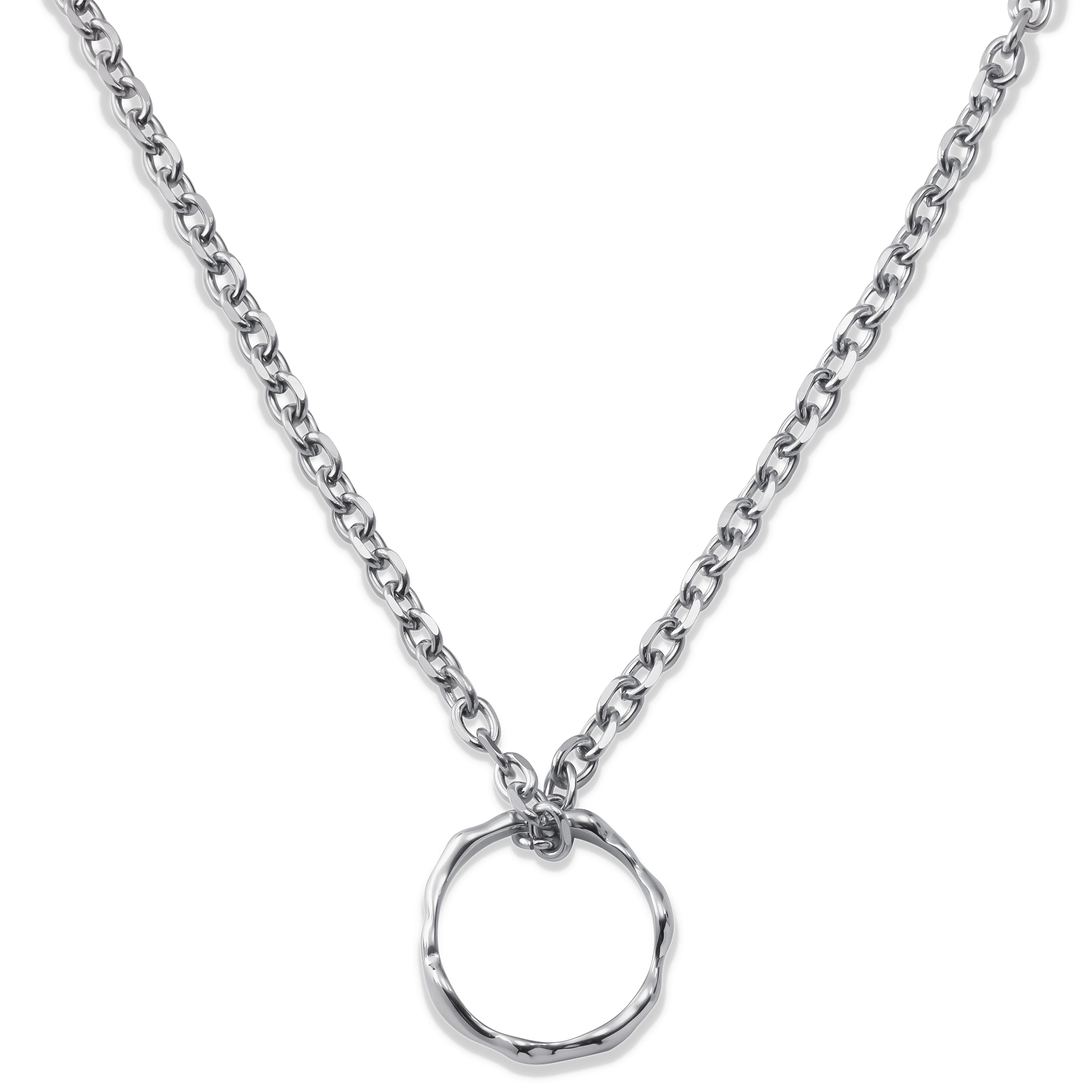 Magma | Verižica iz nerjavečega jekla srebrne barve z valovitim obročkom, širina 4mm
- 1