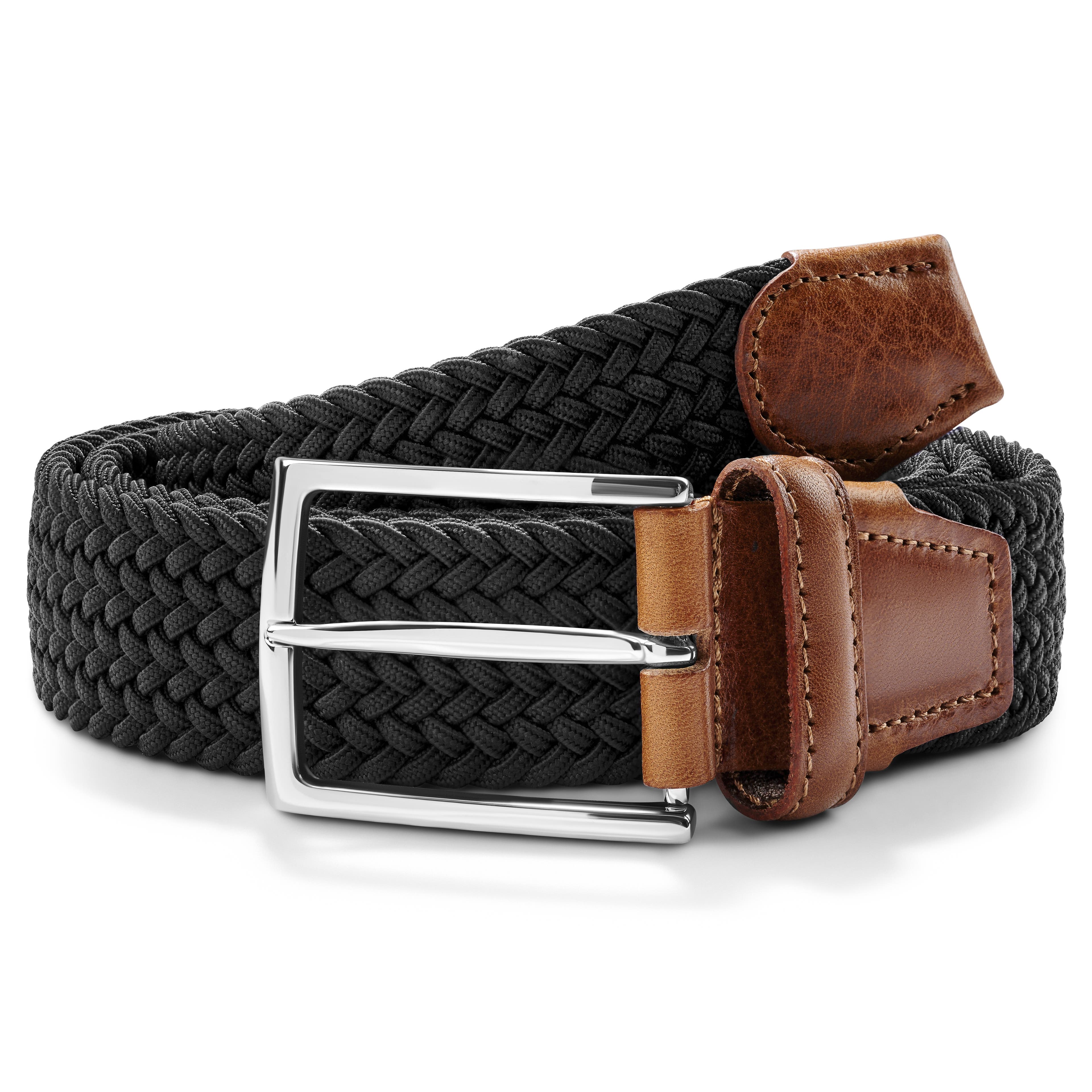 Vincio | Cintura elastica nera e marrone chiaro