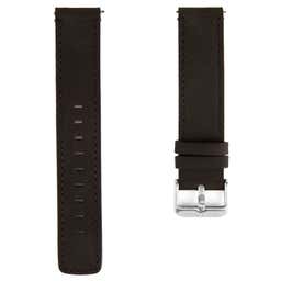 Black & Silver-Tone Watch Strap with Black Stitches