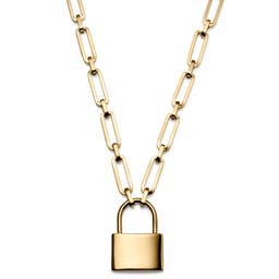 Carter Amager náhrdelník s kabelovým řetízkem s přívěskem zámku zlaté barvy