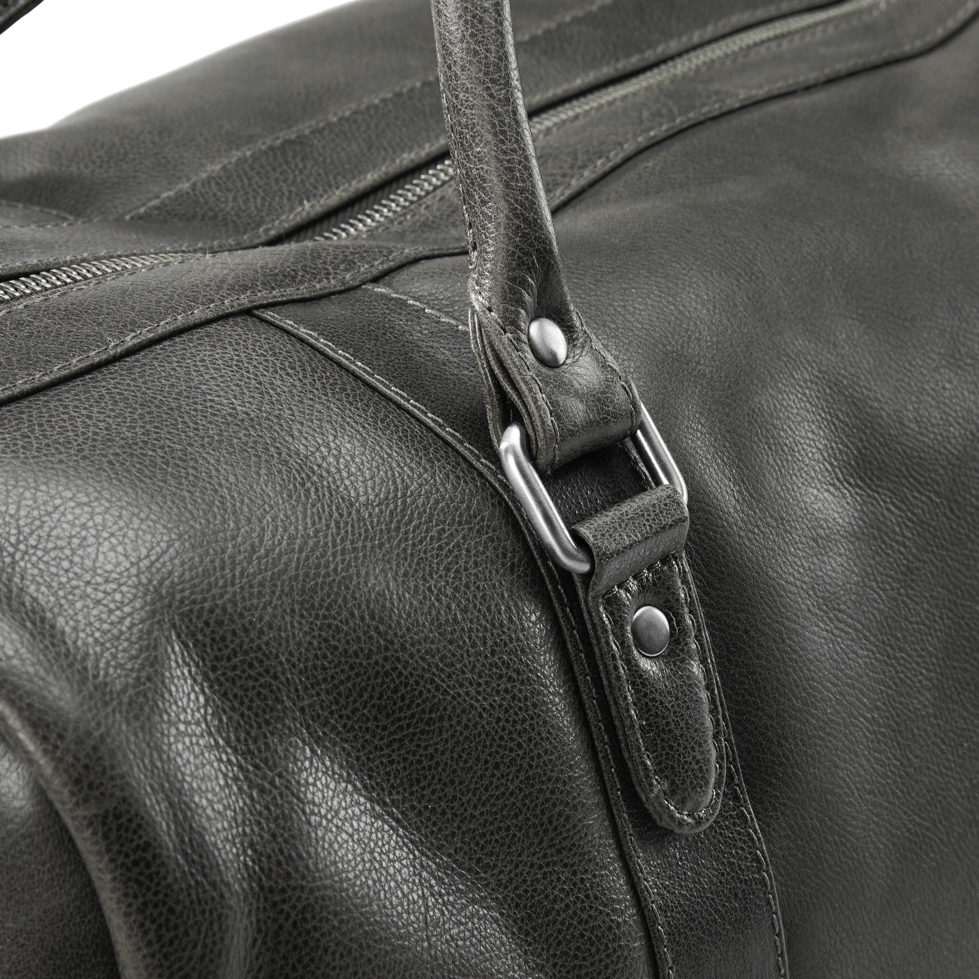 Donkergrijze Lederen Duffelbag - 5