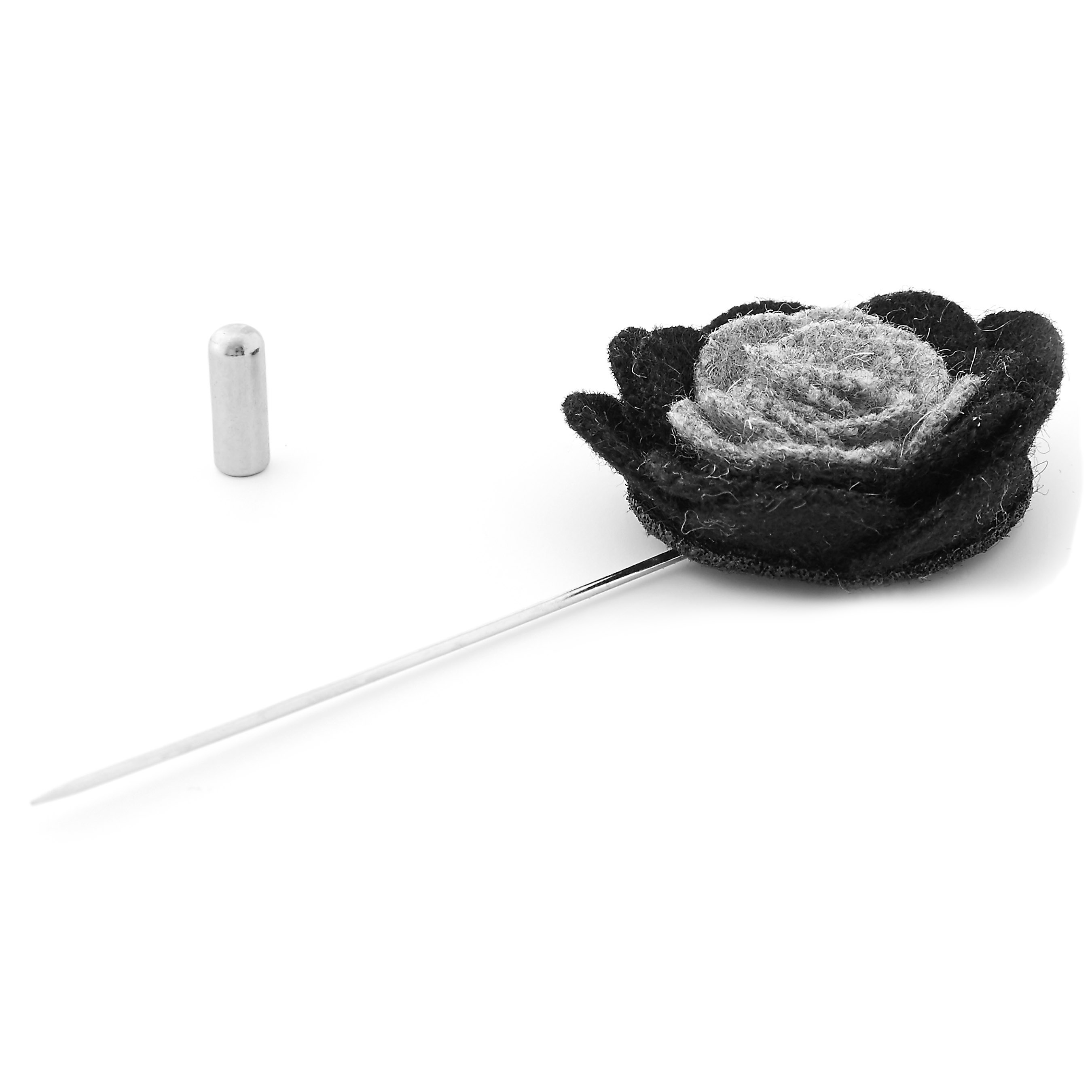 Soft Black & Grey Lapel Flower - 2