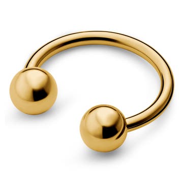 12mm piercing podkova s kuličkami z titanu zlaté barvy