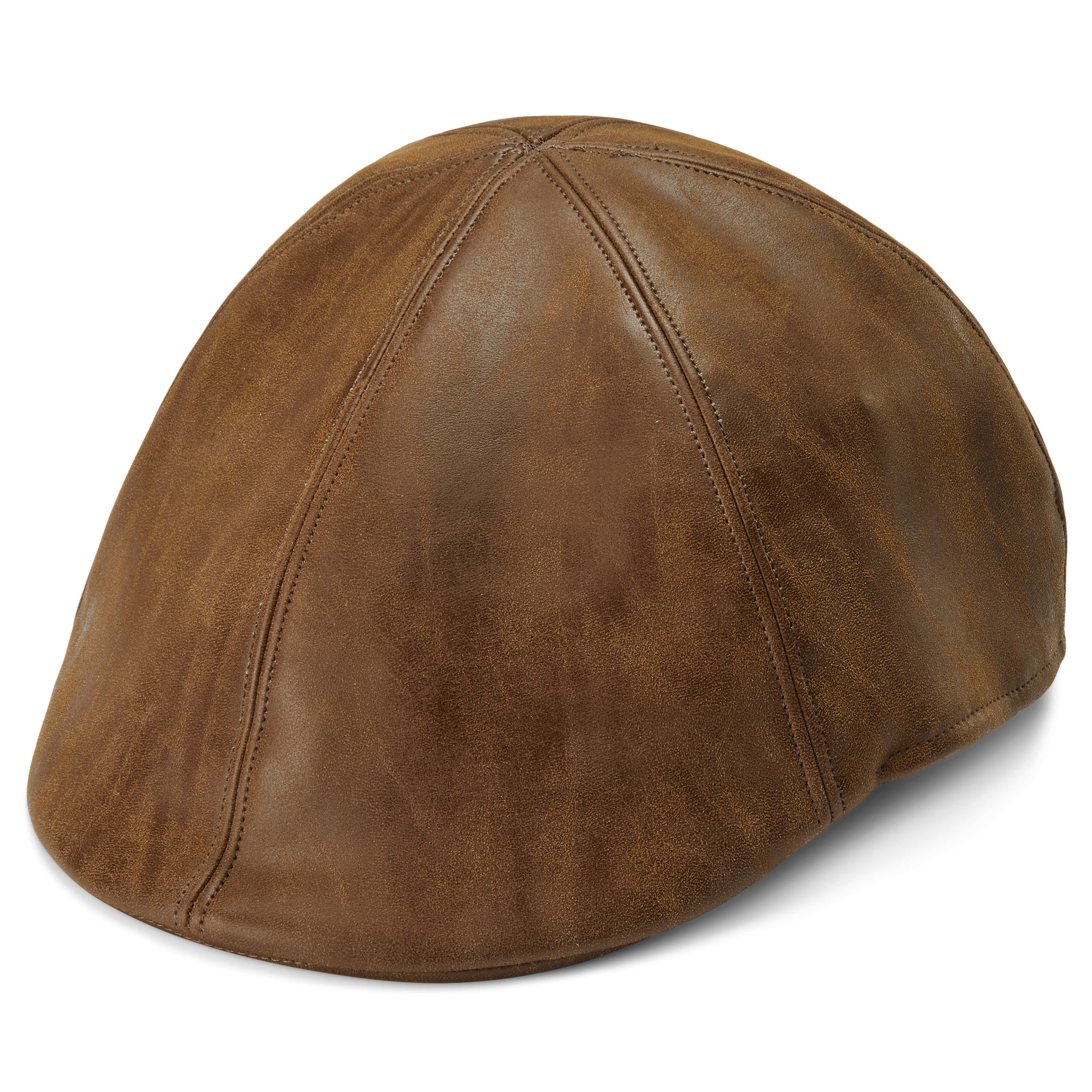 Maximo Light-Brown Vegan Leather Moda Flat Cap