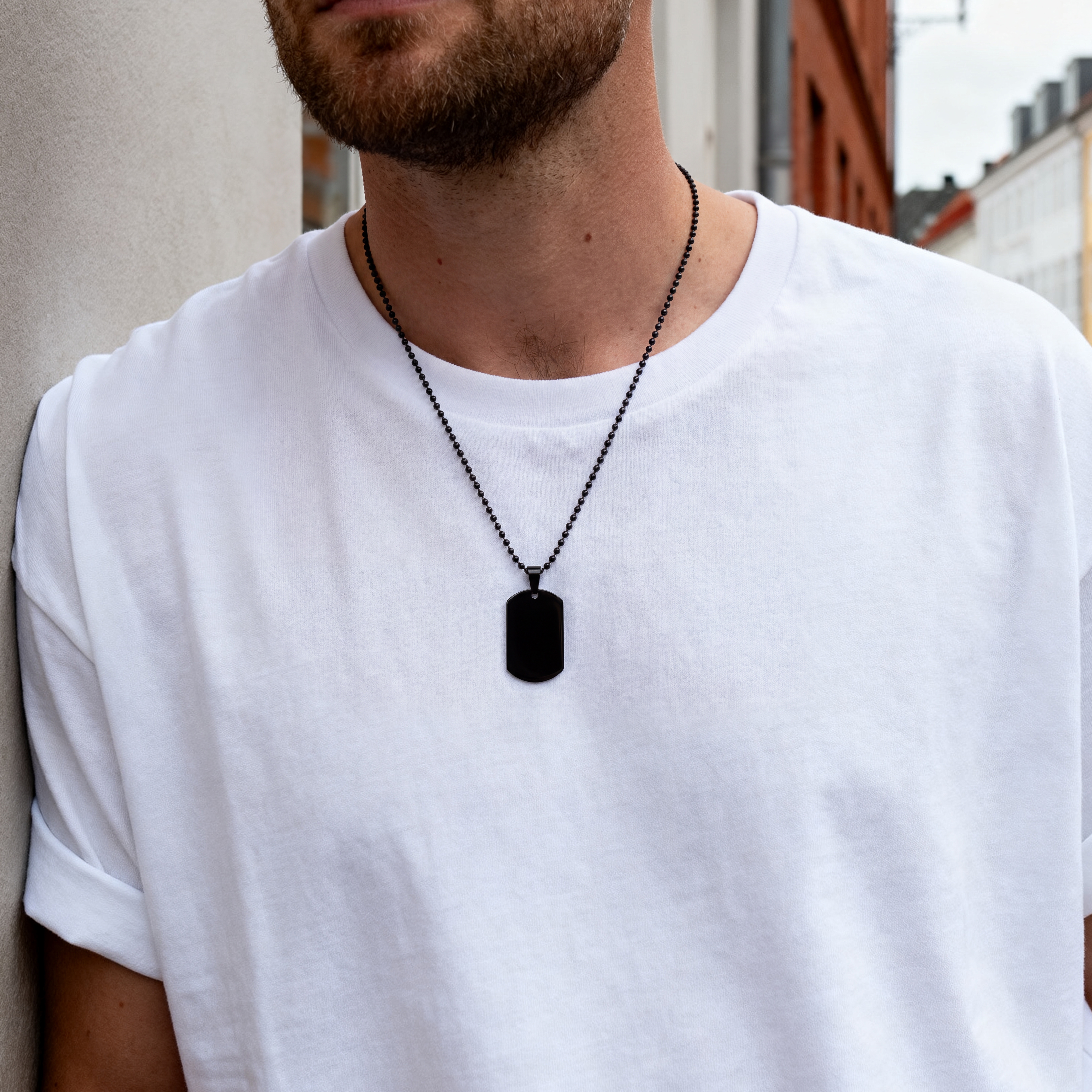 Collier à plaque d'identité noire - 3
