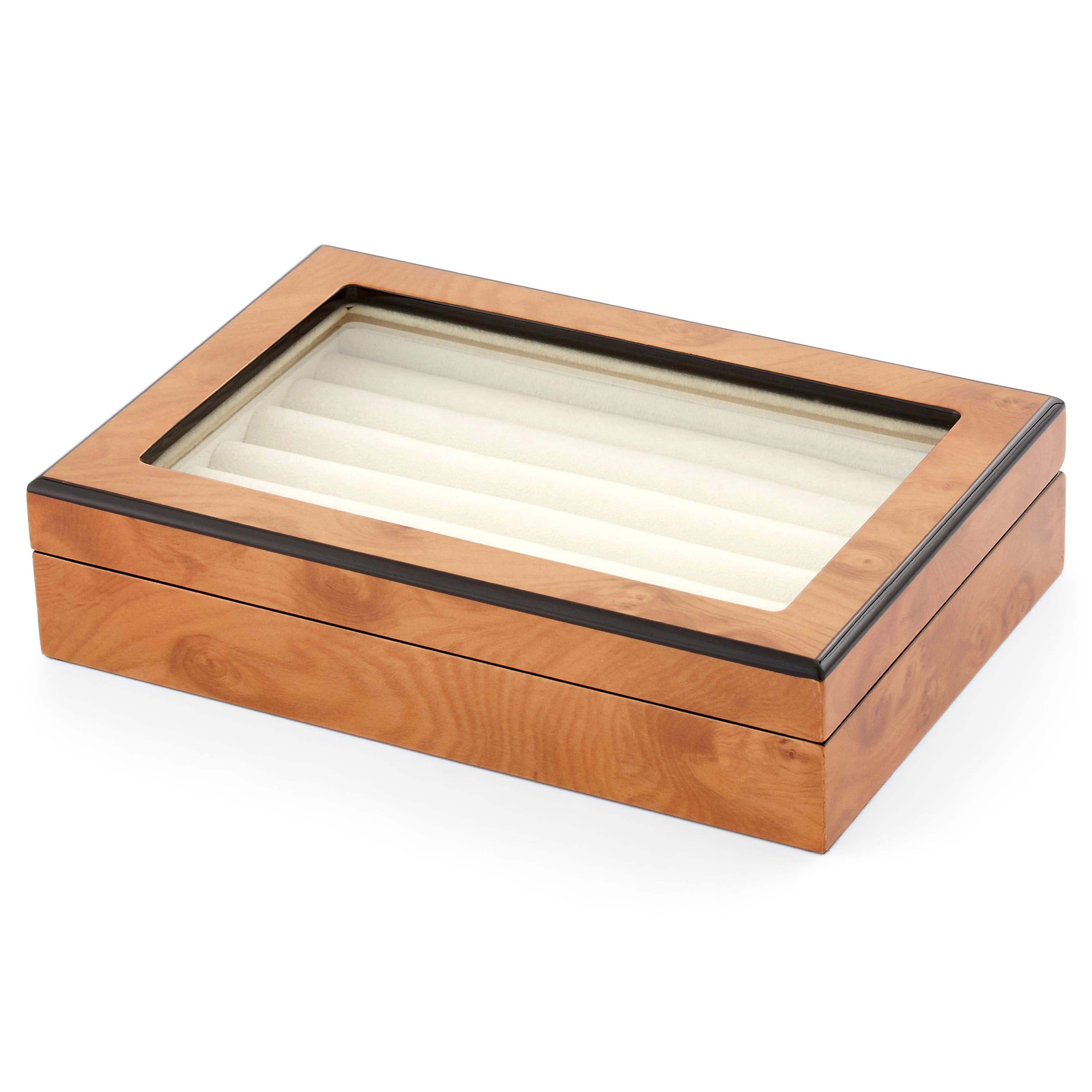 Cutie pentru butoni din lemn de pin deschis cu catifea