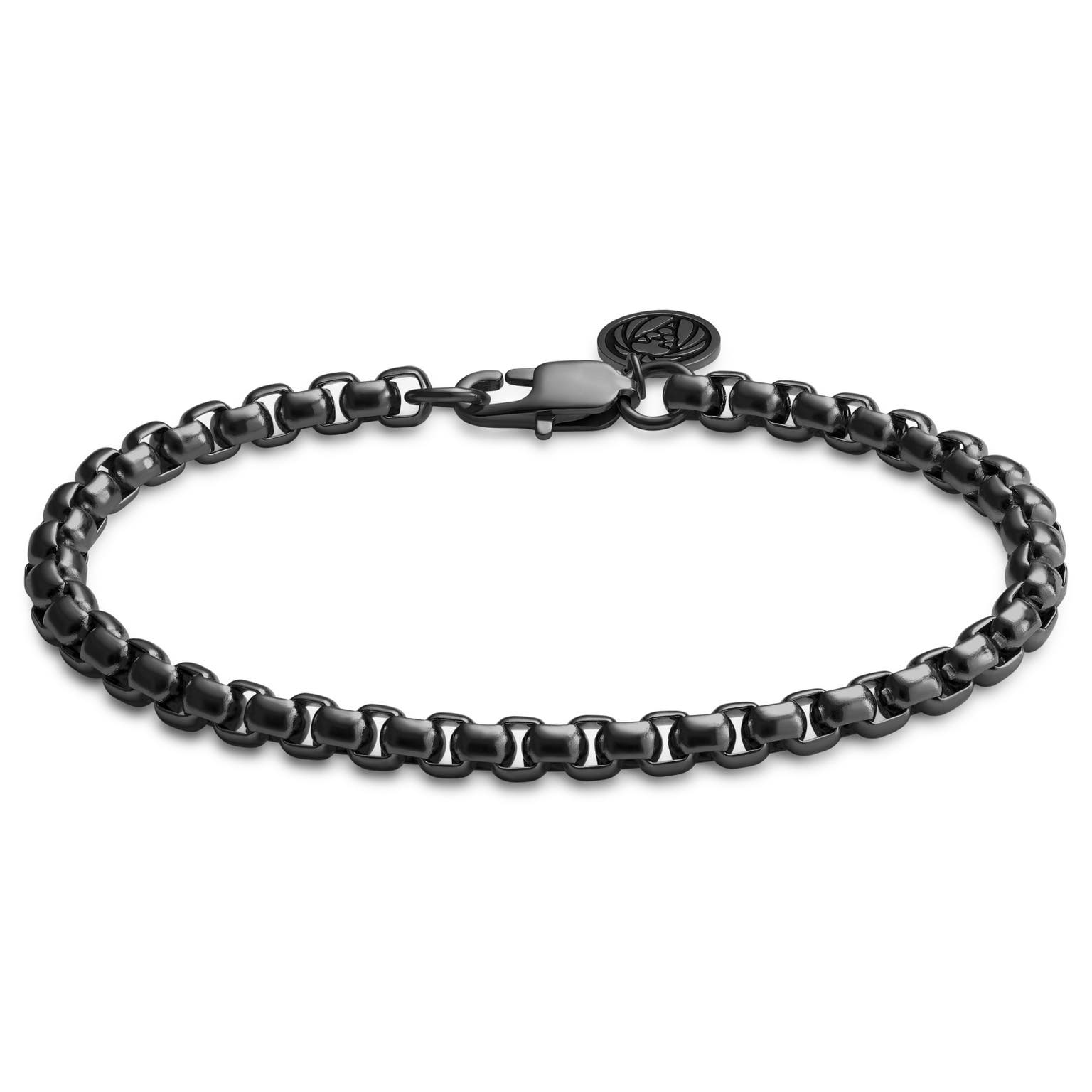 Essentials | 5 mm Gunmetal Black Curved Box Chain Bracelet Essentials | 5 mm Gunmetal Black Curved Box Chain Bracelet