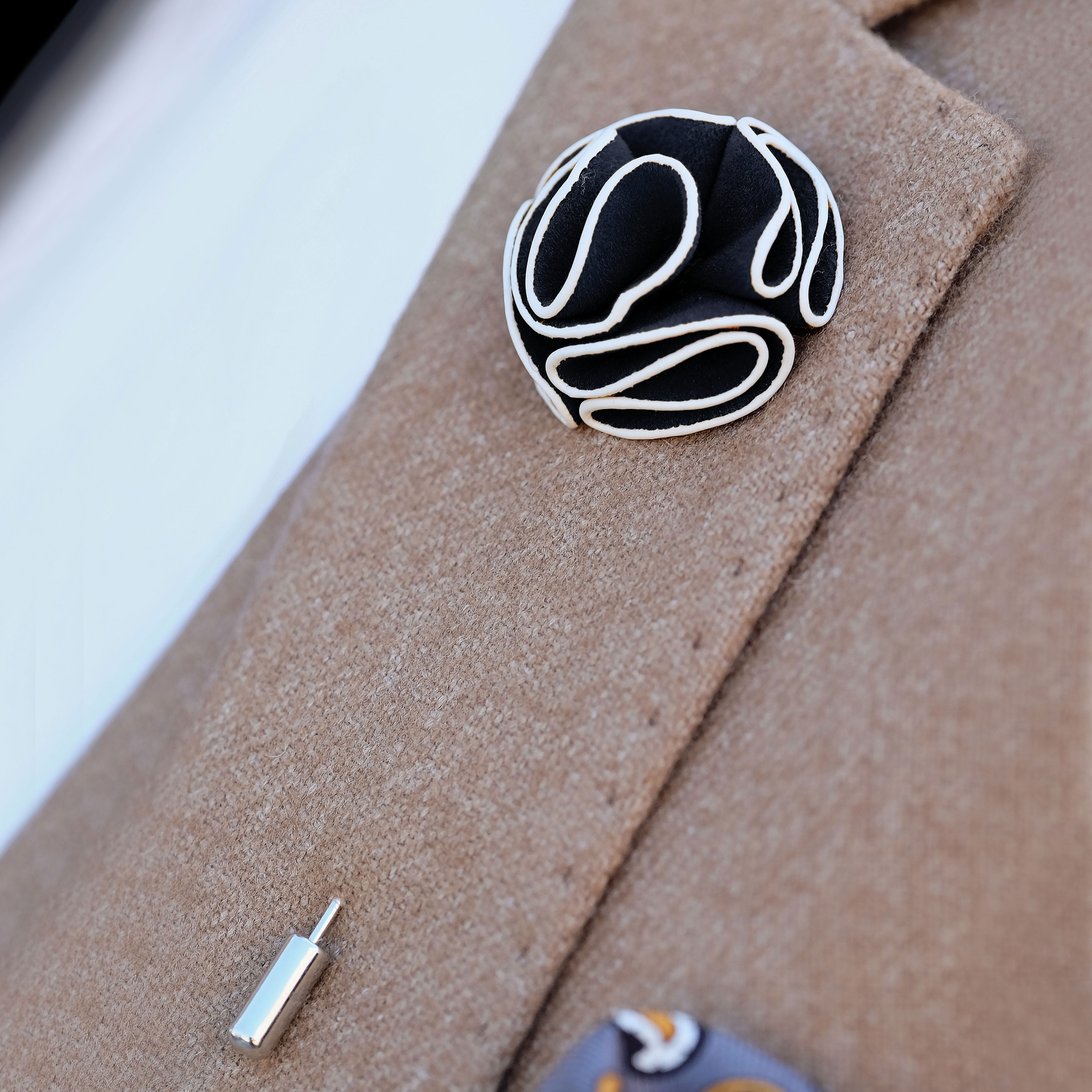 Camellia Black Lapel Flower - 3