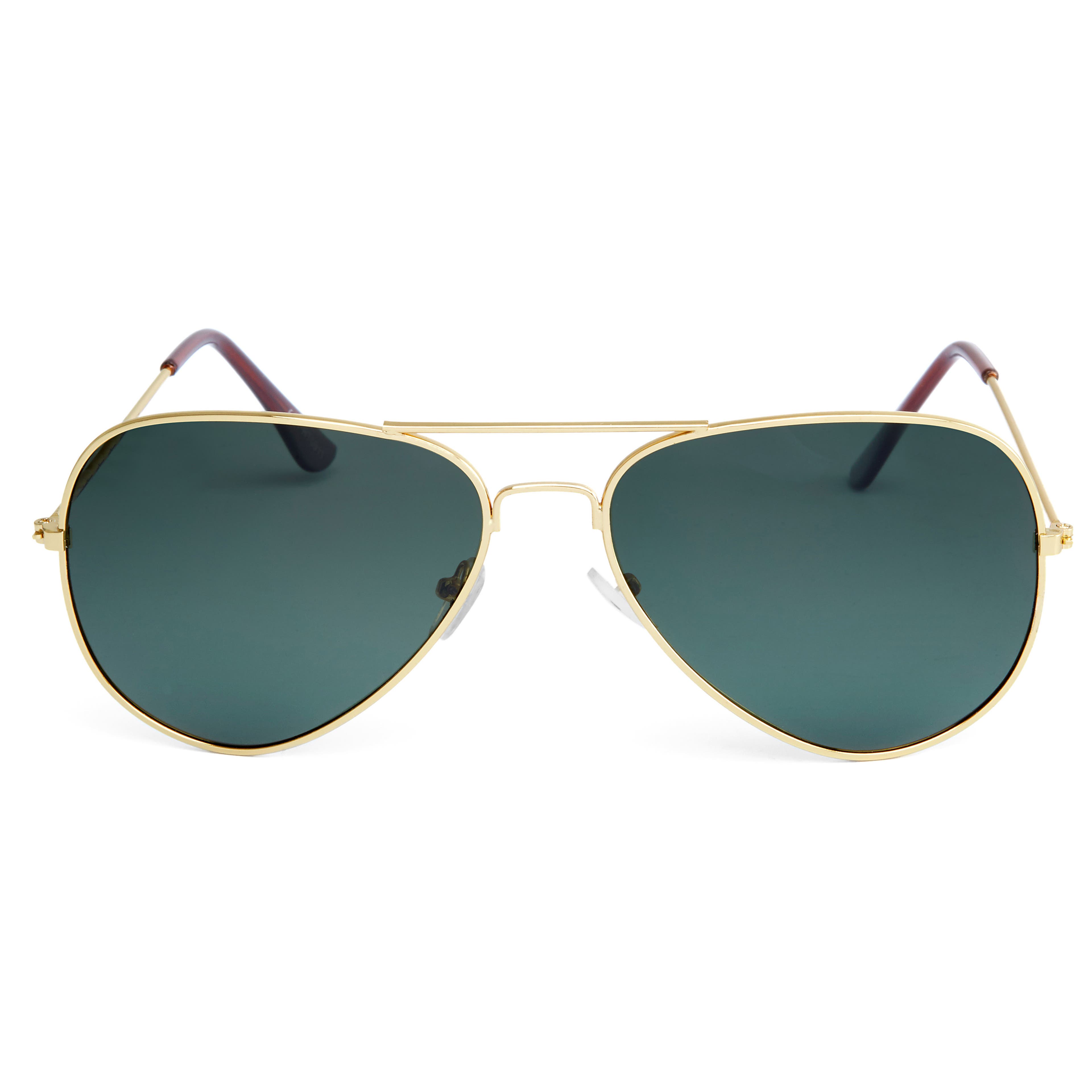 Aviator Gold-Tone & Dark Green Polarised Sunglasses