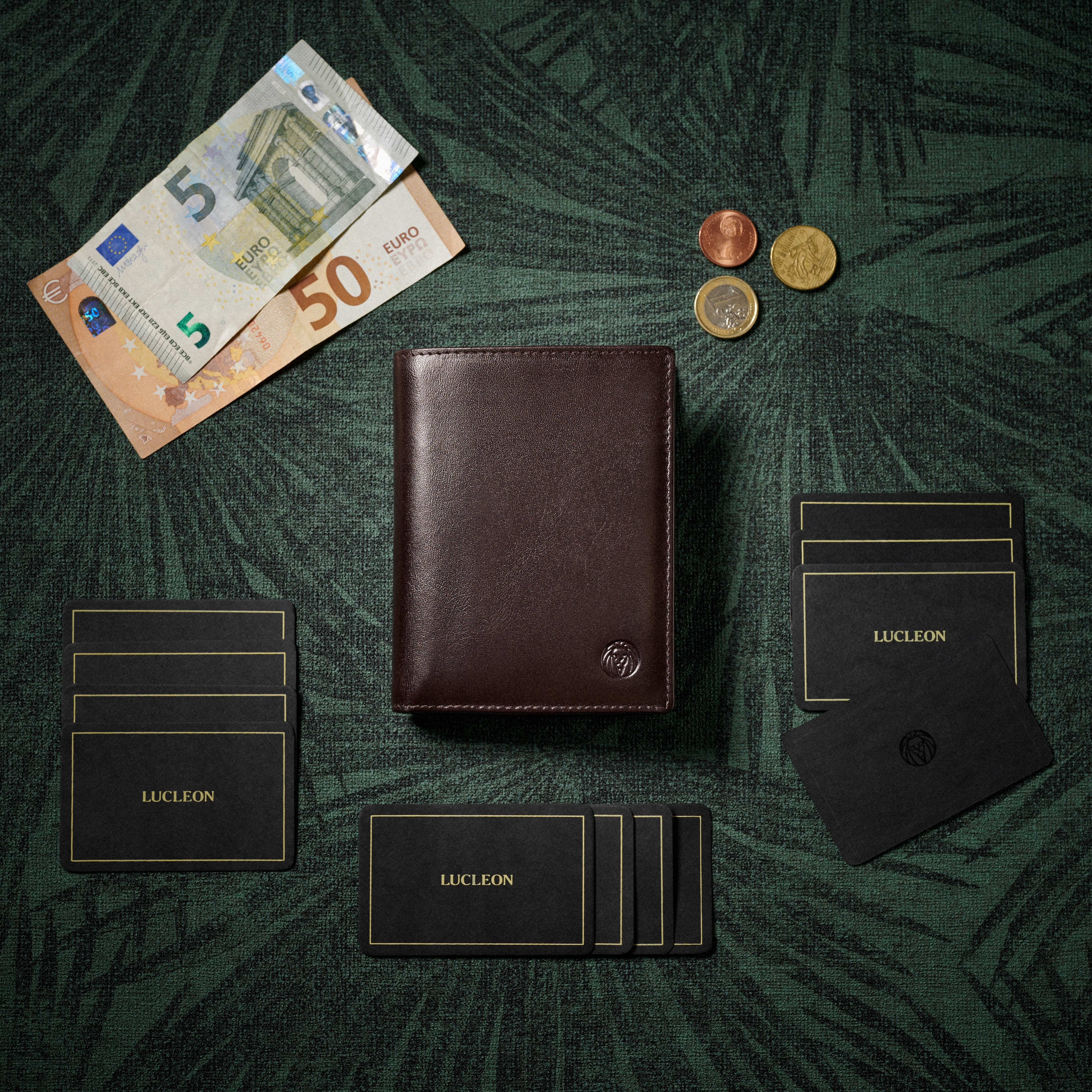 Голям тъмнокафяв кожен портфейл Jasper - 6