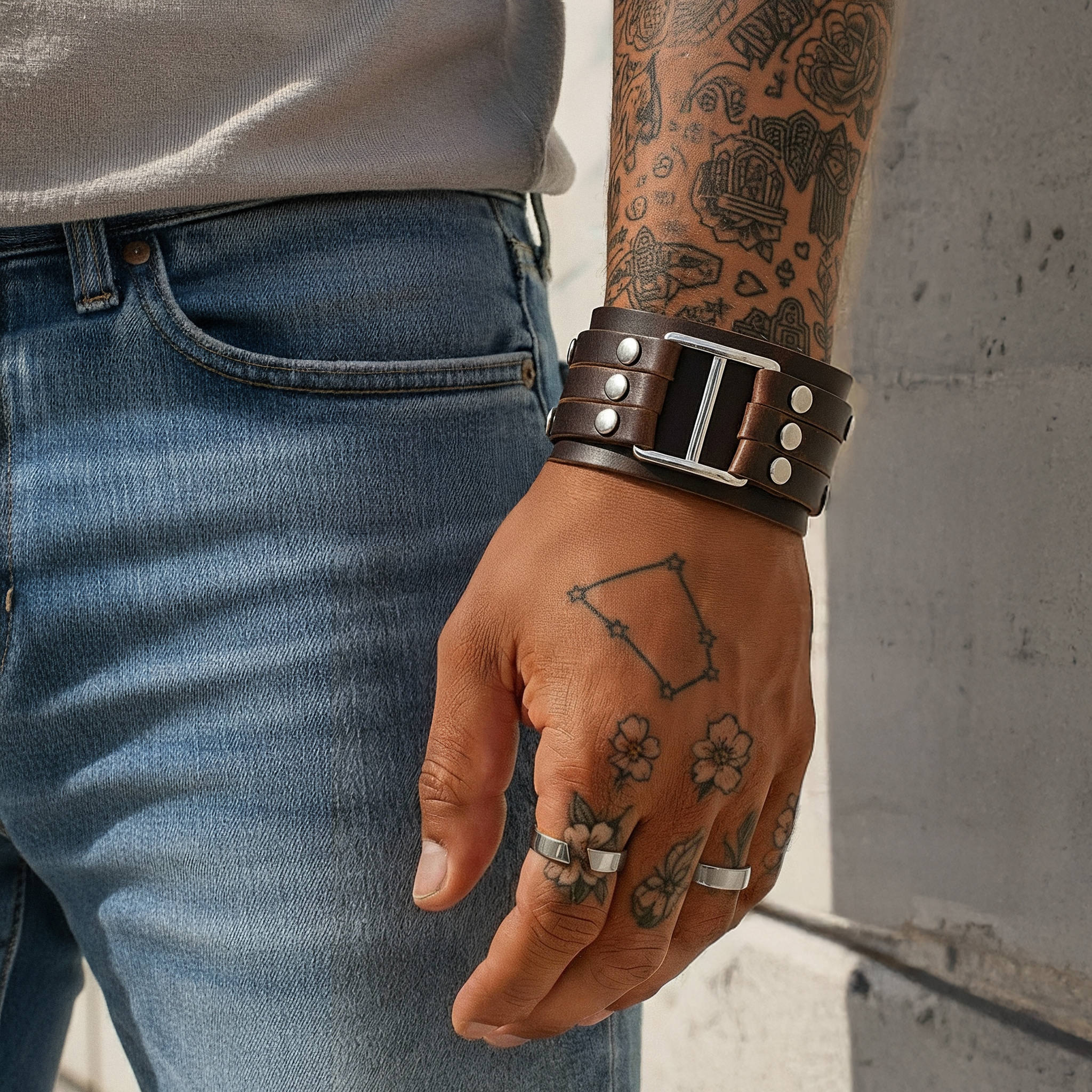 Bracelet marron à passant - 4