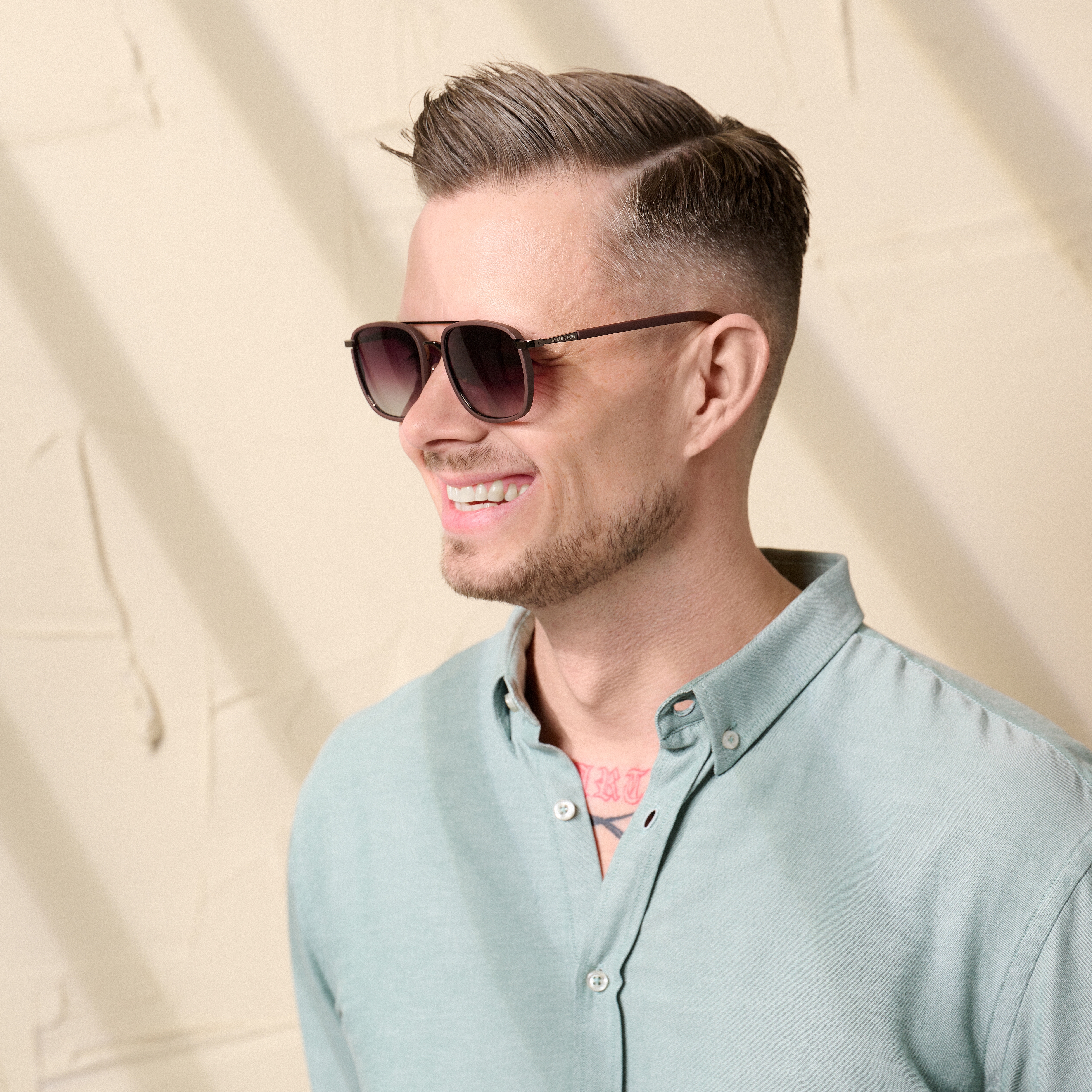 Gafas de Sol Polarizadas de Doble Puente Degradado Café - 6