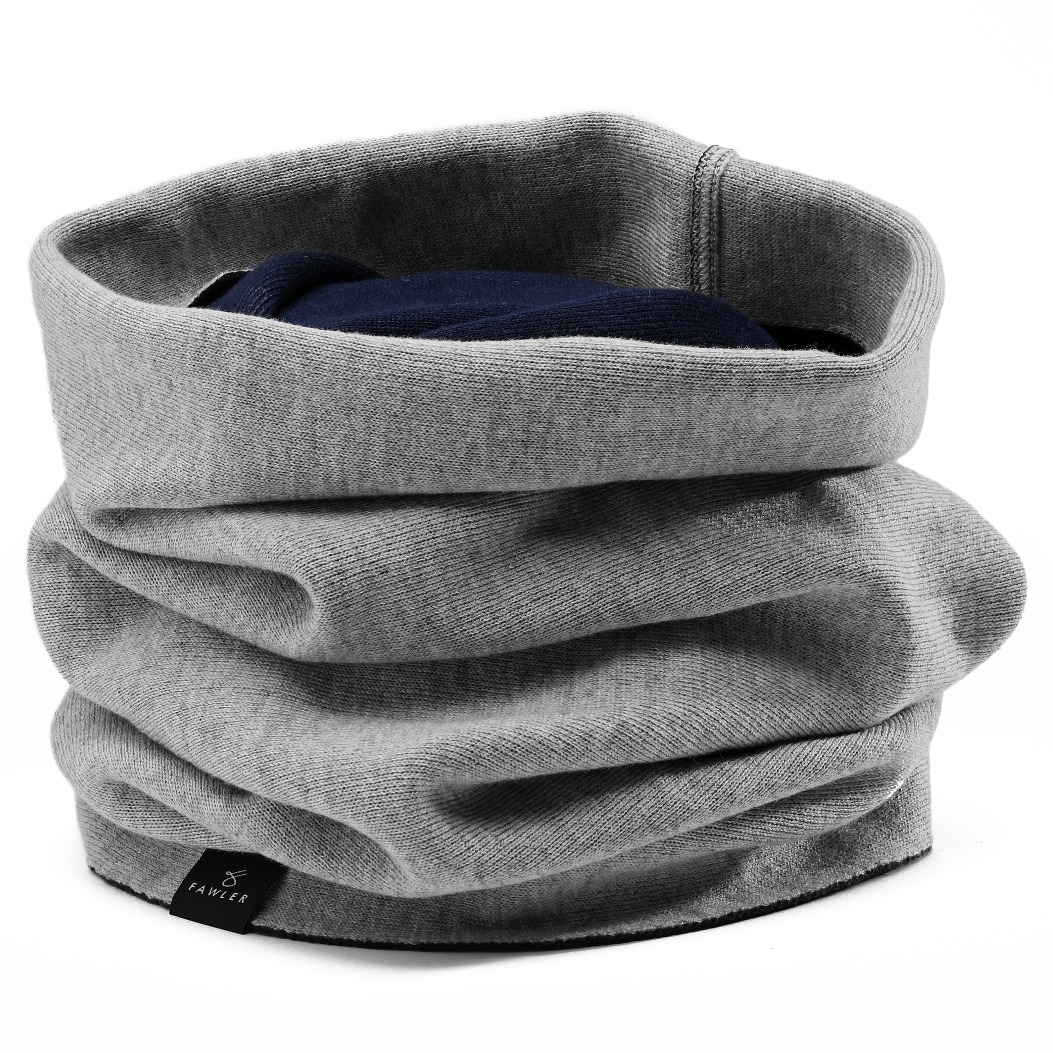 Fonz Reversible Navy & Light-Grey Infinity Tube Scarf - 2