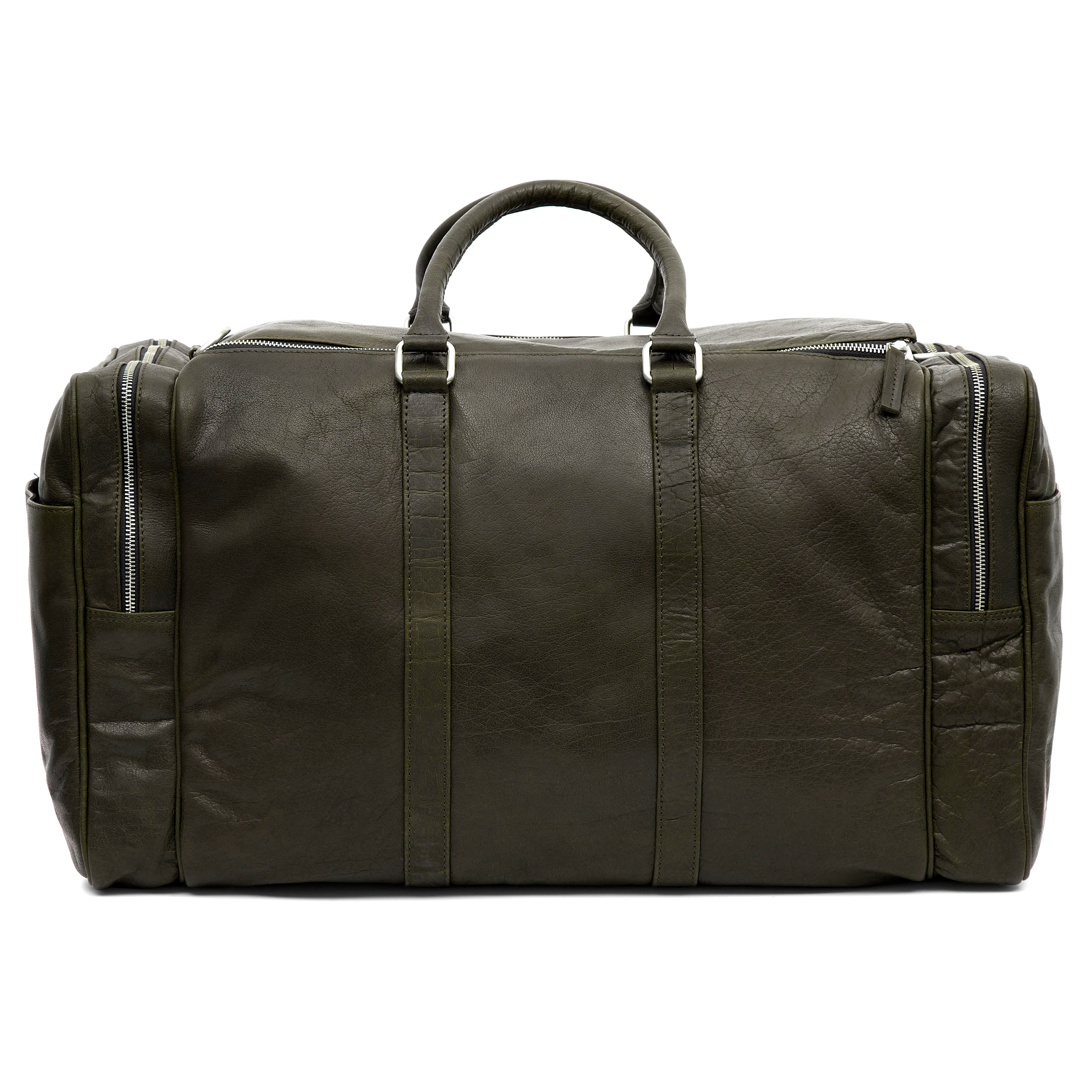 Montreal Stor Olivgrön Weekenderväska i Läder - 5