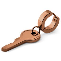 Floyd Copper-tone Key Pendant Hoop Earring