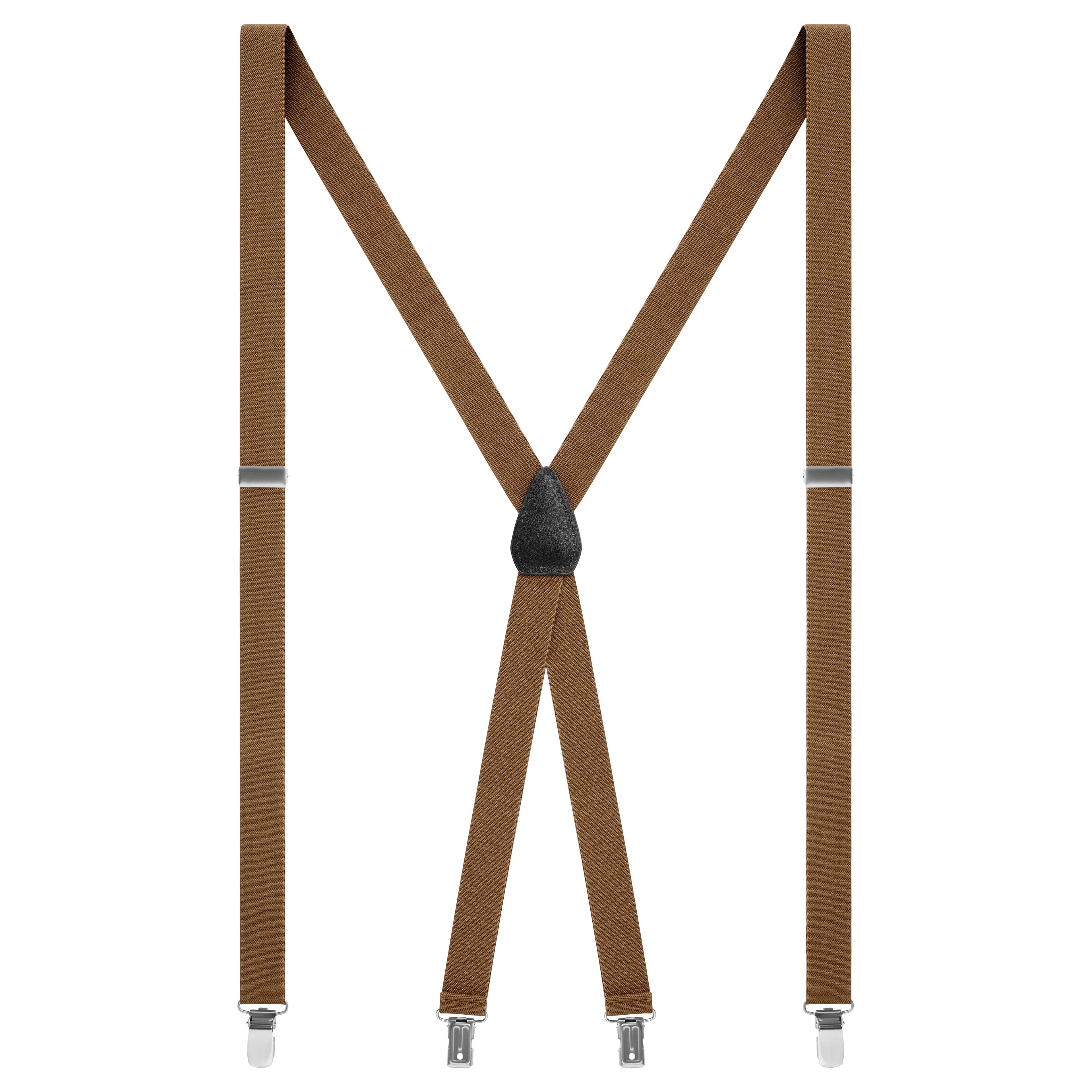 Vexel | Brown Slim Clip-on X-back Suspenders