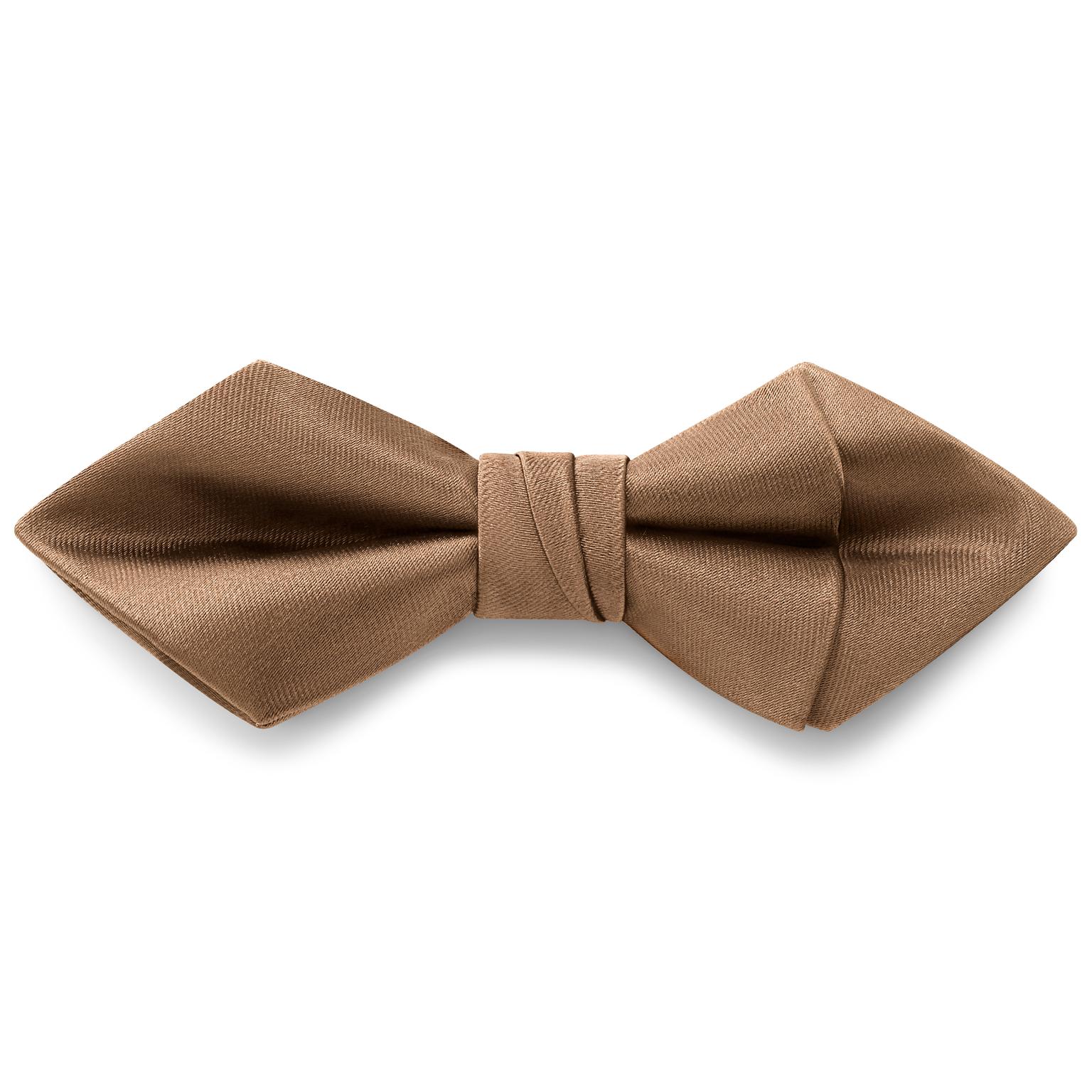 Braune vorgebundene Satin Fliege mit Diamantspitze Braune vorgebundene Satin Fliege mit Diamantspitze